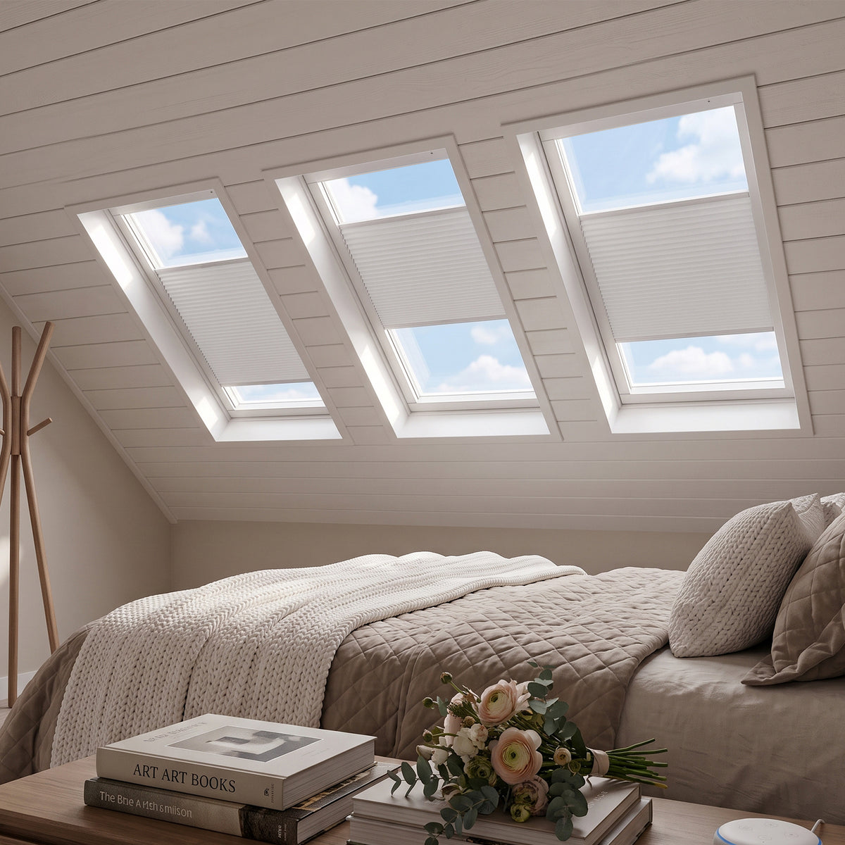 SmartWings Motorized Premium Levitate Skylight Cellular Shades Hazel