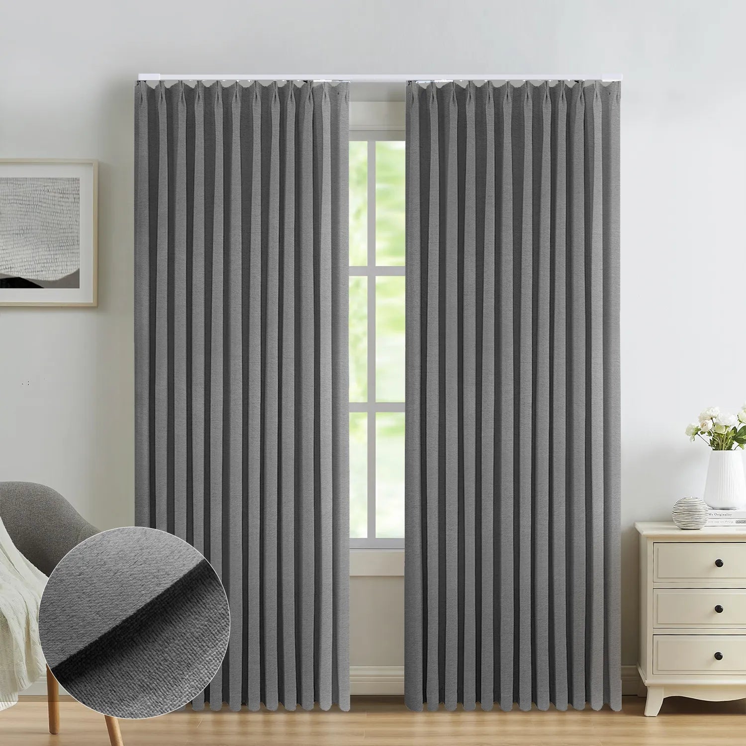 SmartWings Motorized Drapery 93% Blackout Demeter