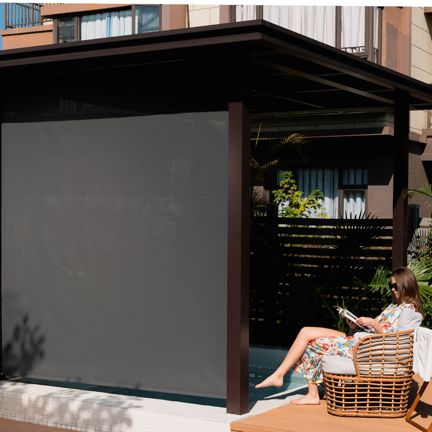 Motorized Outdoor Shades — 1% / 3% / 5% Openness
