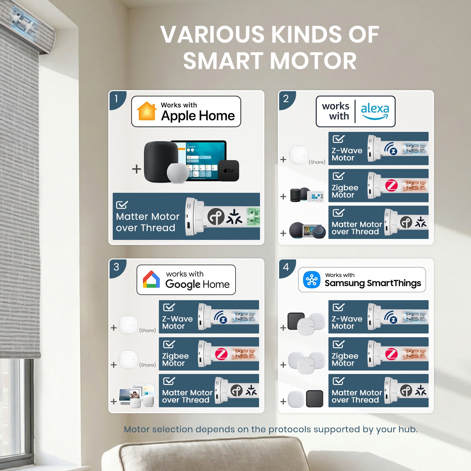 SmartWings Motorized Roller Shades 100% Blackout Safari