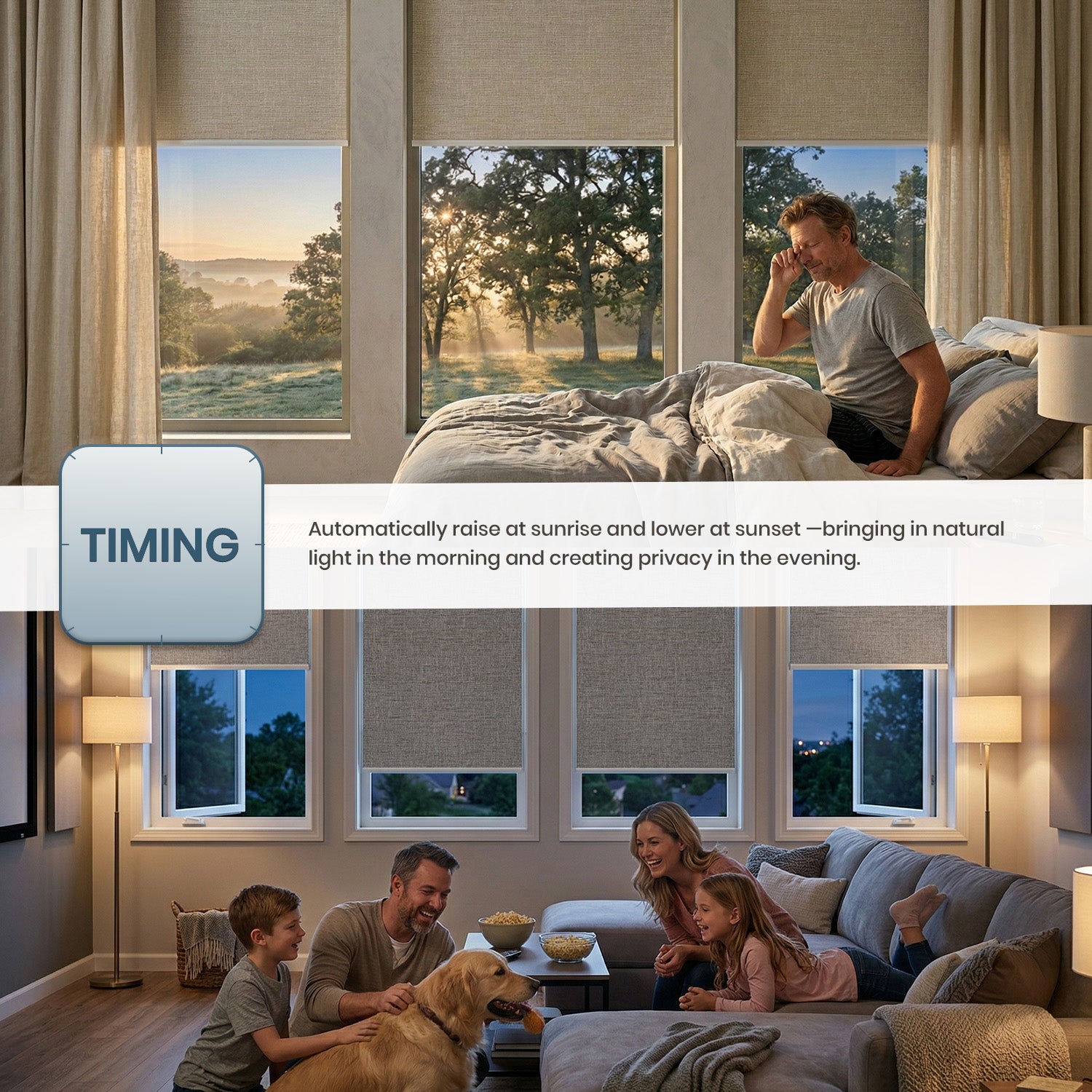 SmartWings Motorized Roller Shades 100% Blackout Safari