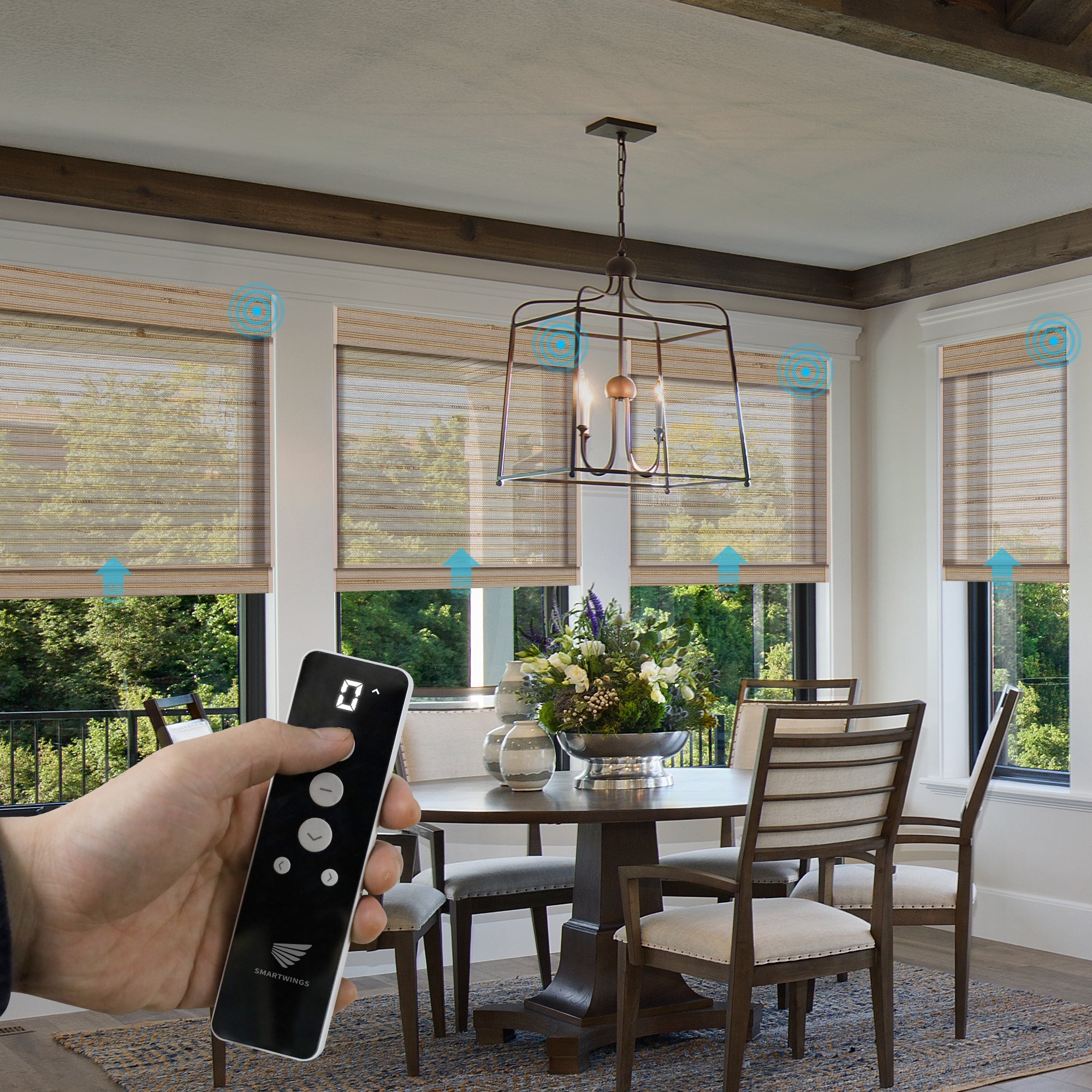 SmartWings Motorized Woven Wood Shades 50%/70%/100% Blackout Persephone