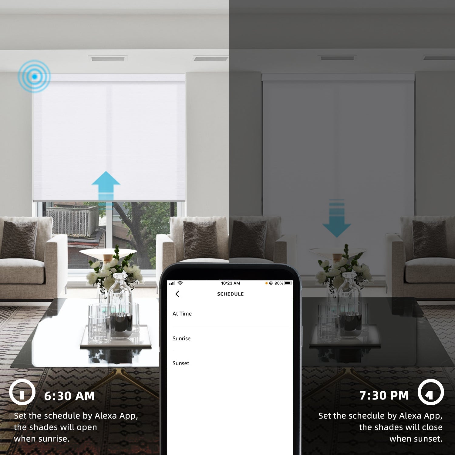 SmartWings Hardwired Motorized Light Filtering Roller Shades 70% Blackout Essential