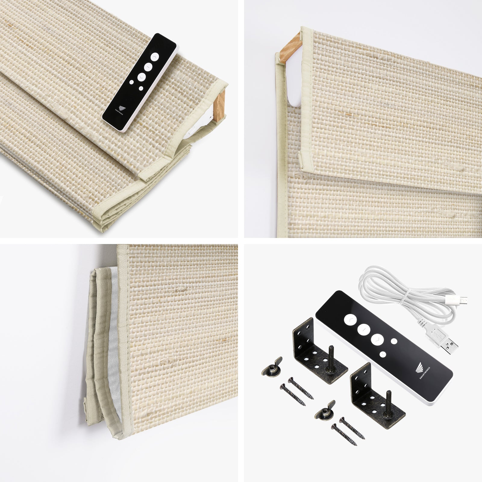 SmartWings Motorized Woven Wood Shades 50%/70%/100% Blackout Aphrodite