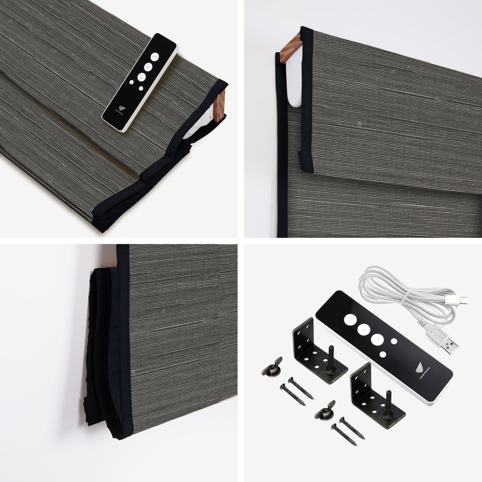 SmartWings Motorized Woven Wood Shades 50%/70%/100% Blackout Persephone