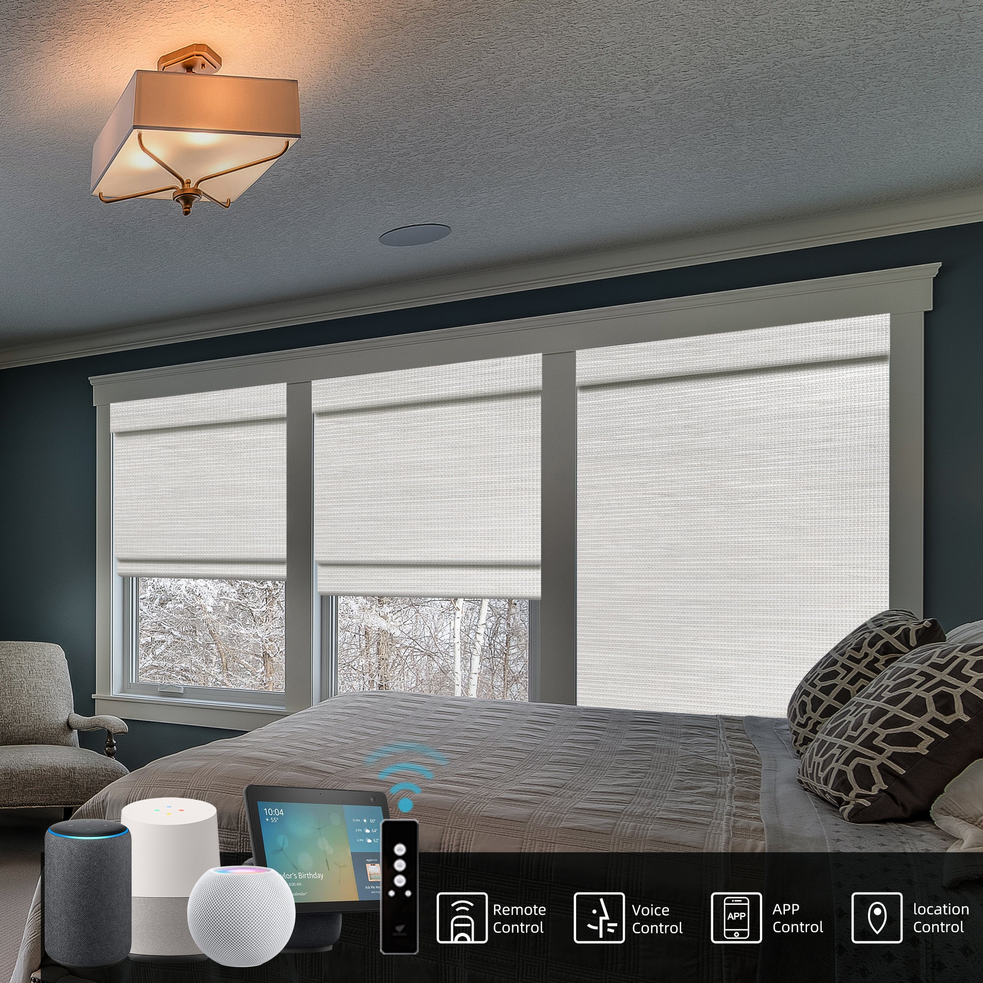 SmartWings Motorized Woven Wood Shades 50%/70%/100% Blackout Persephone