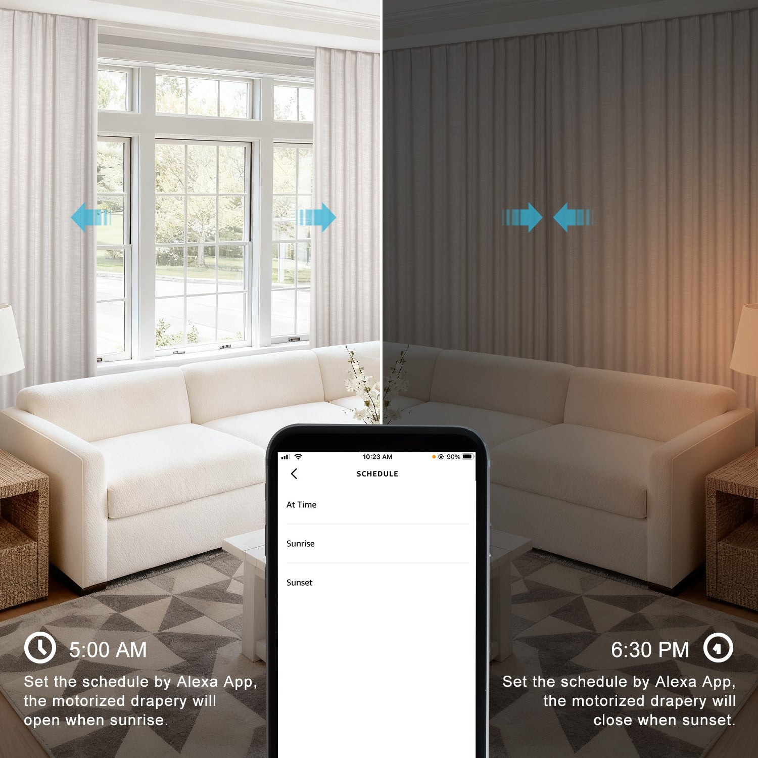 SmartWings Motorized Linen Drapery 50%/70%/100% Blackout Daphne