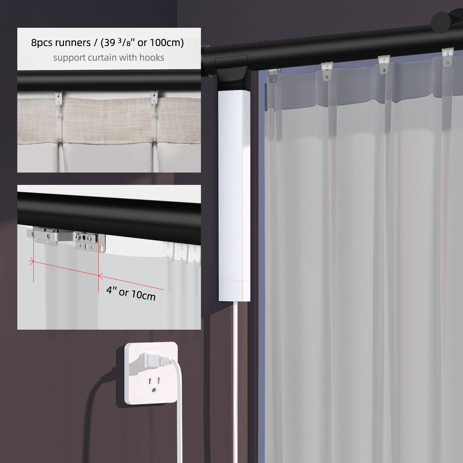 SmartWings Motorized Linen Curtain 50%/70%/100% Blackout Daphne
