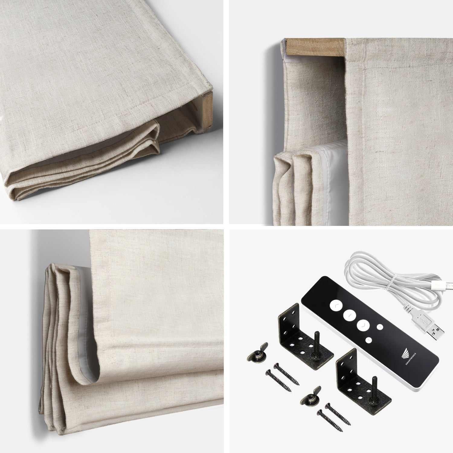 SmartWings Motorized Linen Roman Shades 50%/70%/100% Blackout Daphne