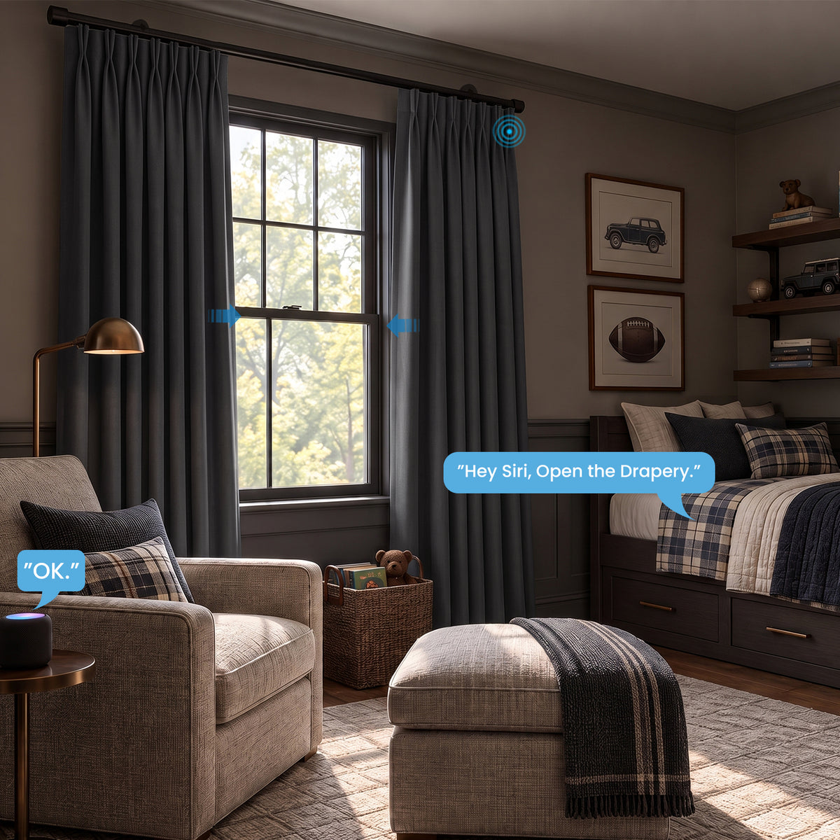 SmartWings Motorized Drapery & Curtain 98% Blackout Lachesis