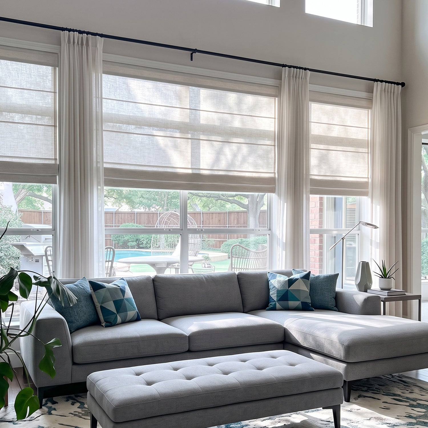 SmartWings Motorized Levitate Linen Roman Shades 50%/70% Blackout Daphne