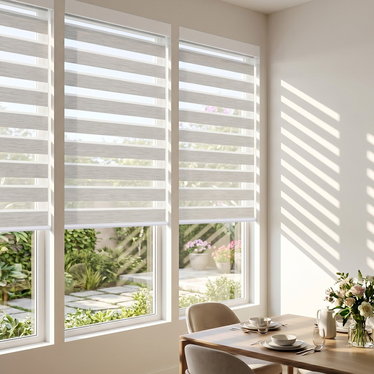 SmartWings Motorized Zebra Shades 60% Blackout Translucent 75mm Eloise
