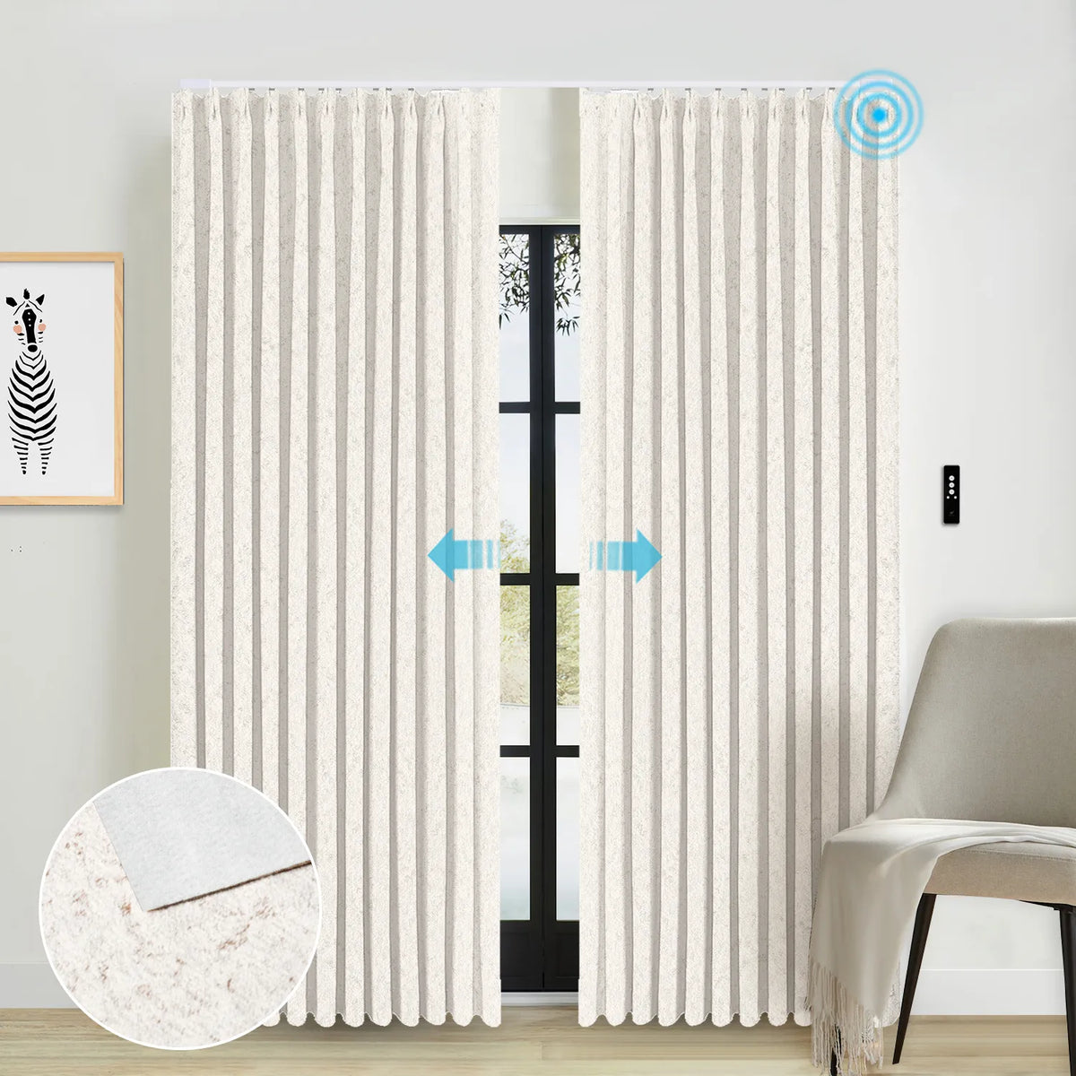 SmartWings Motorized Drapery 90% Blackout Teucer