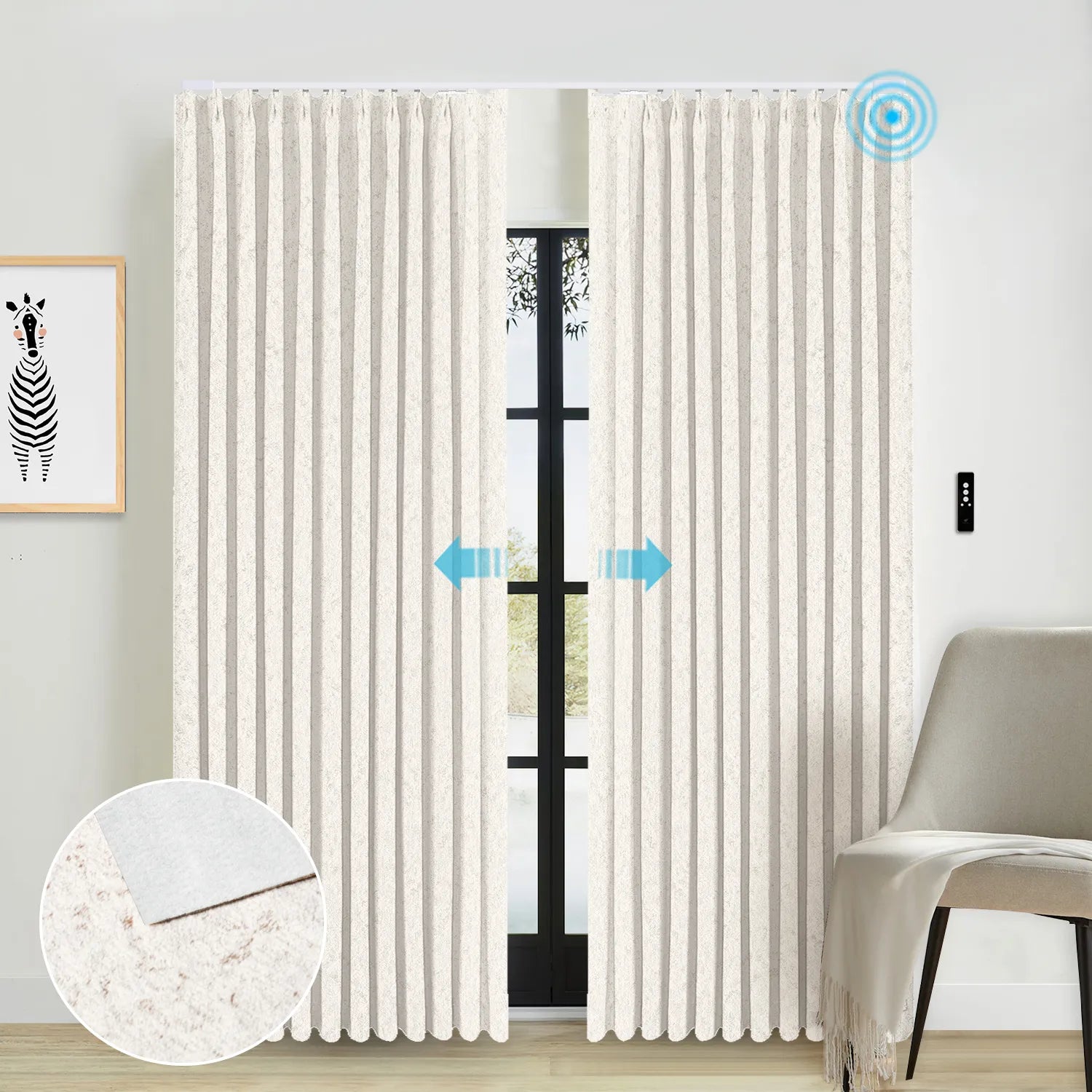 SmartWings Motorized Drapery 90% Blackout Teucer