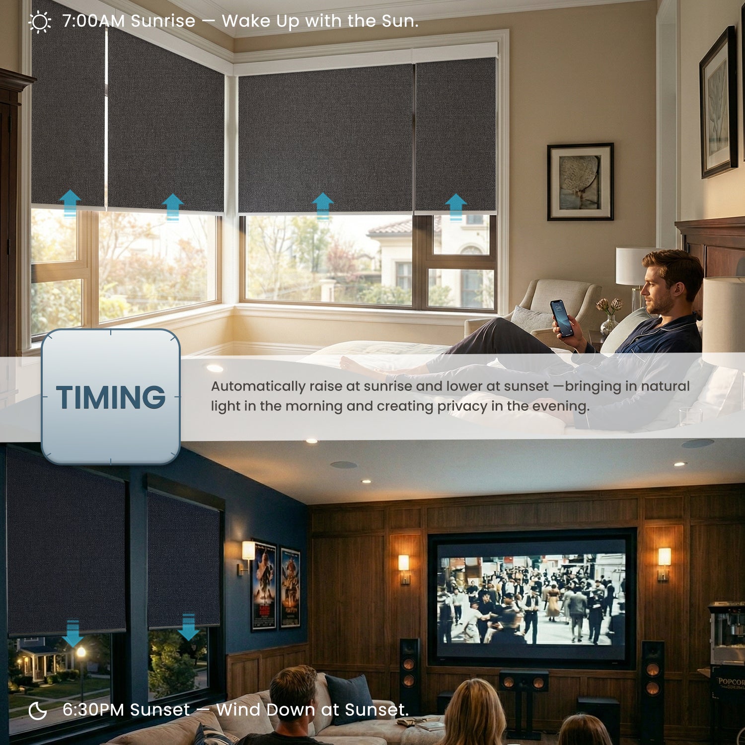 SmartWings Motorized Roller Shades 100% Blackout Eclipse