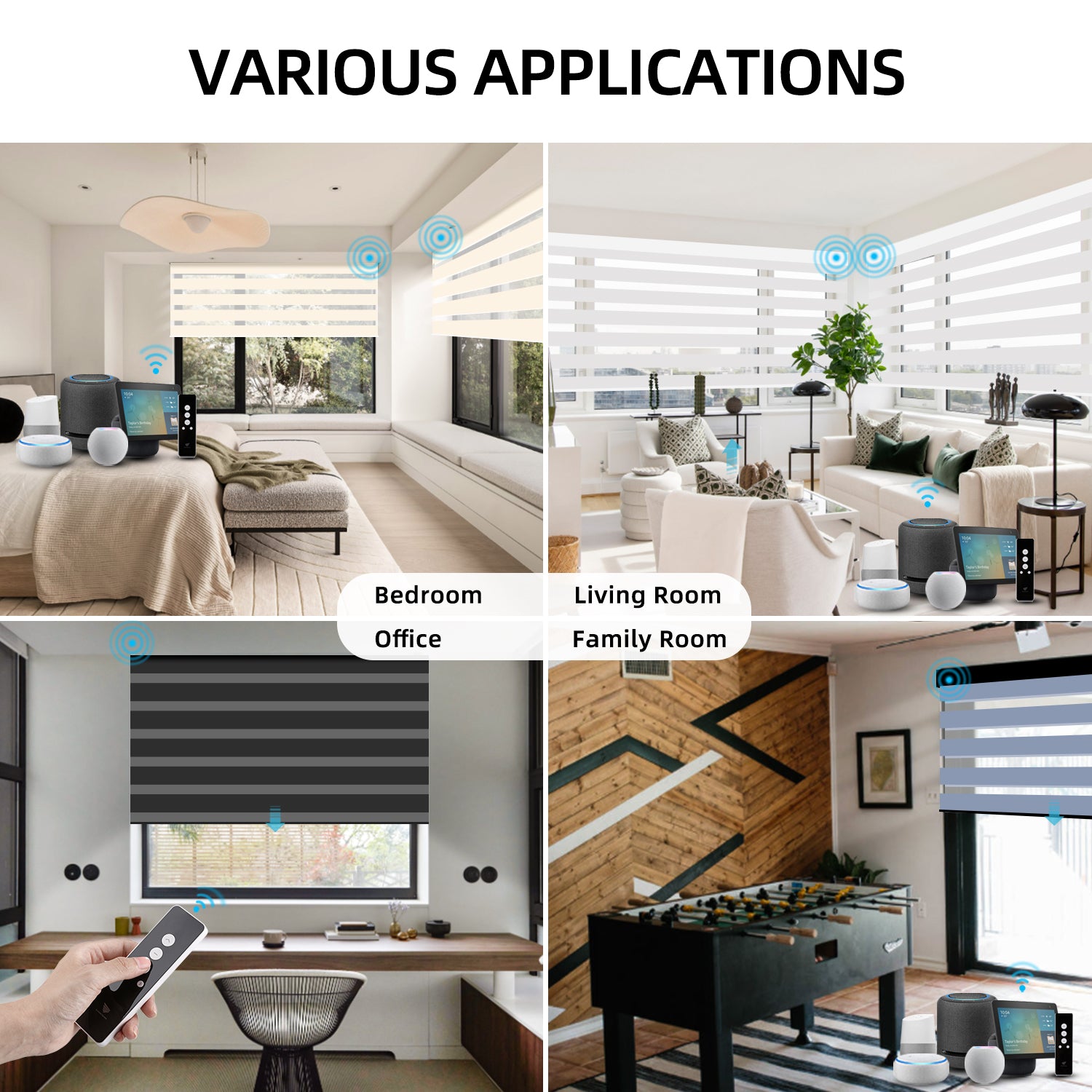 SmartWings Motorized Zebra Shades 85% Blackout 95mm Phoebe