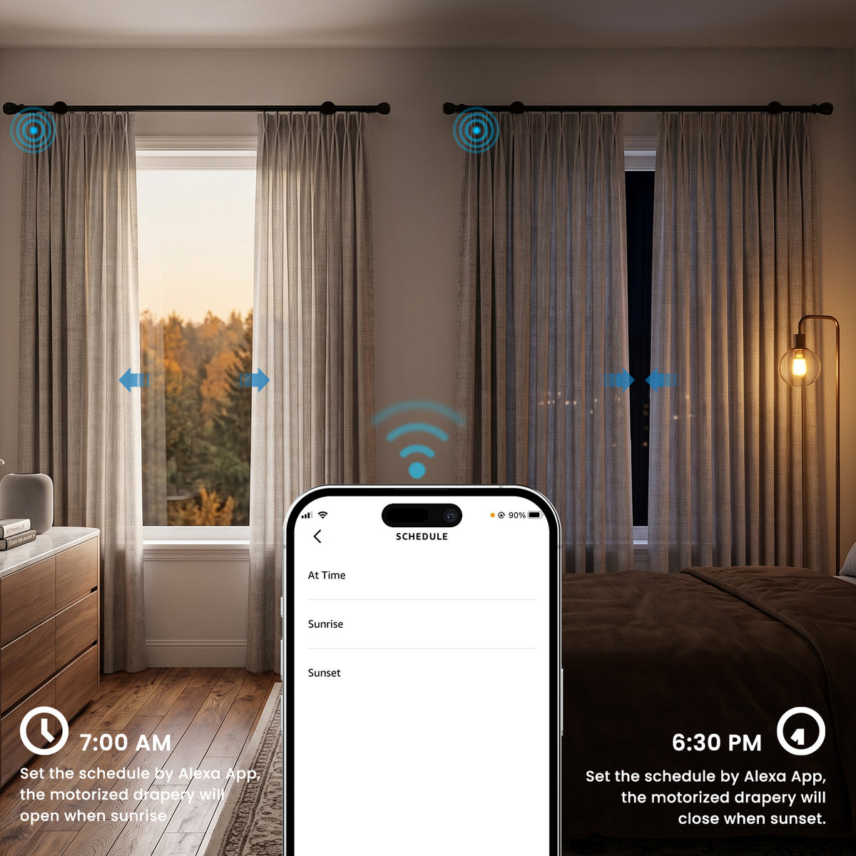 SmartWings Motorized Cotton Wool Drapery & Curtain Sheer Cynthia