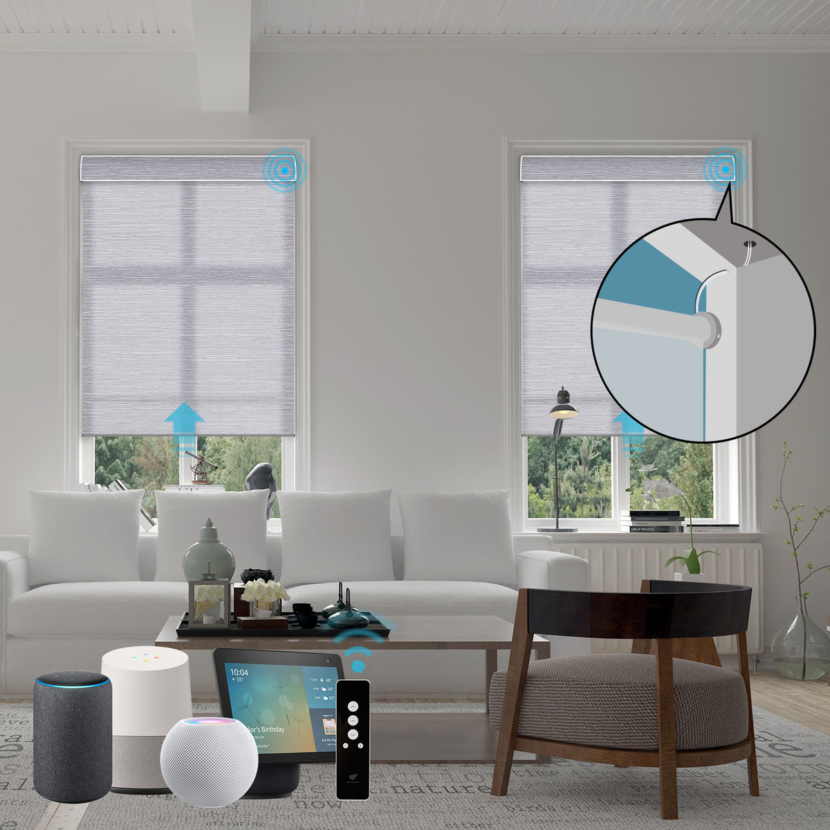 SmartWings Hardwired Motorized Light Filtering Roller Shades 70% Black