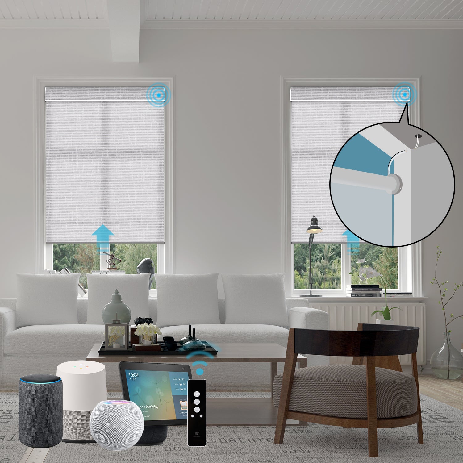 SmartWings Hardwired Motorized Light Filtering Roller Shades 70% Blackout Safari