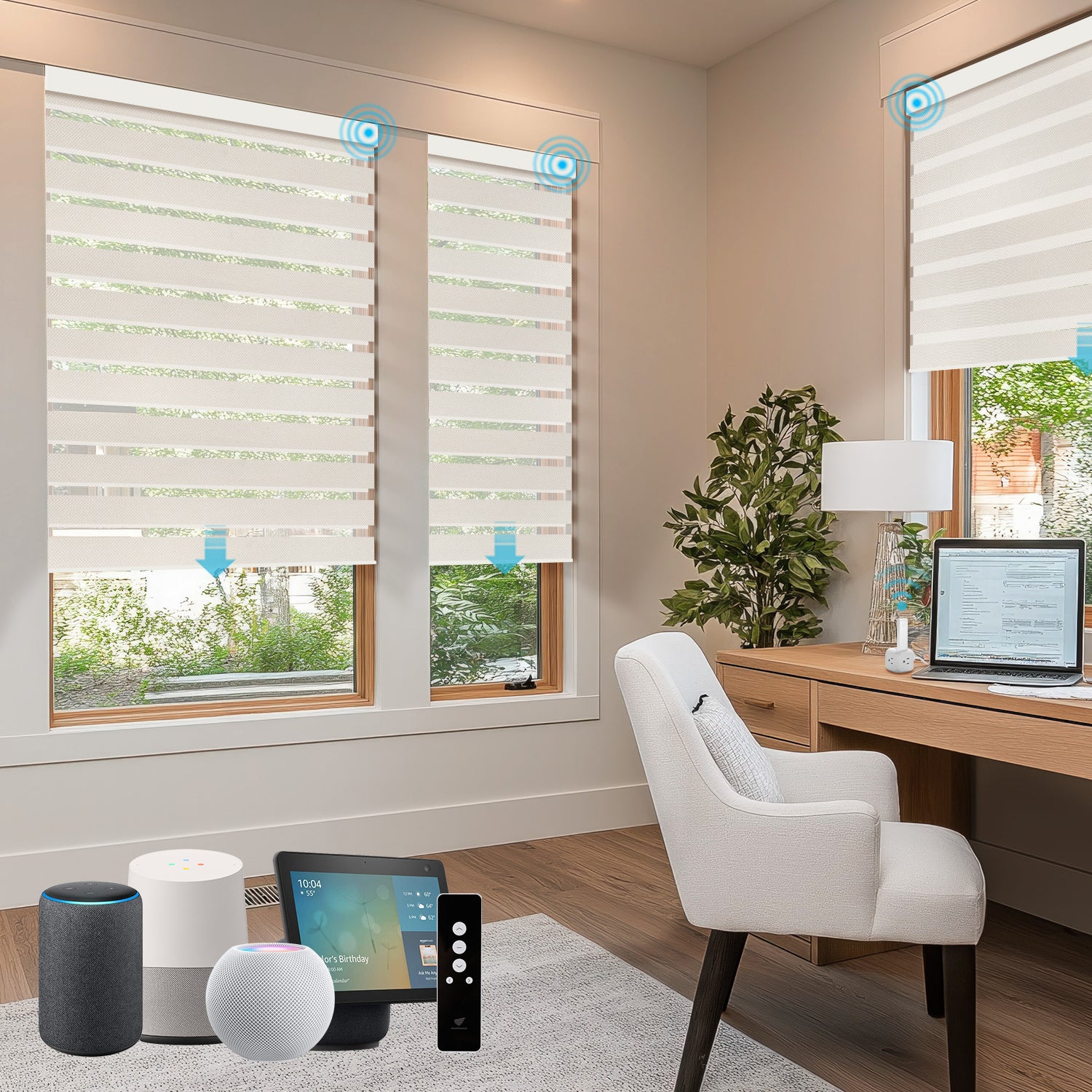 SmartWings Motorized Zebra Shades 85% Blackout 95mm Phoebe