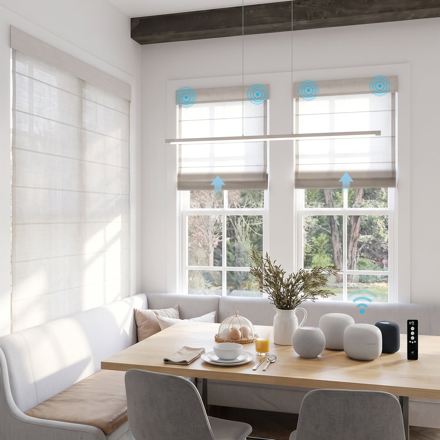 SmartWings Motorized Levitate Linen Roman Shades 50%/70% Blackout Daphne