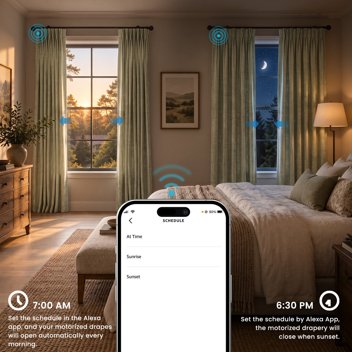 SmartWings Motorized Drapery & Curtain 100% Blackout Peplos