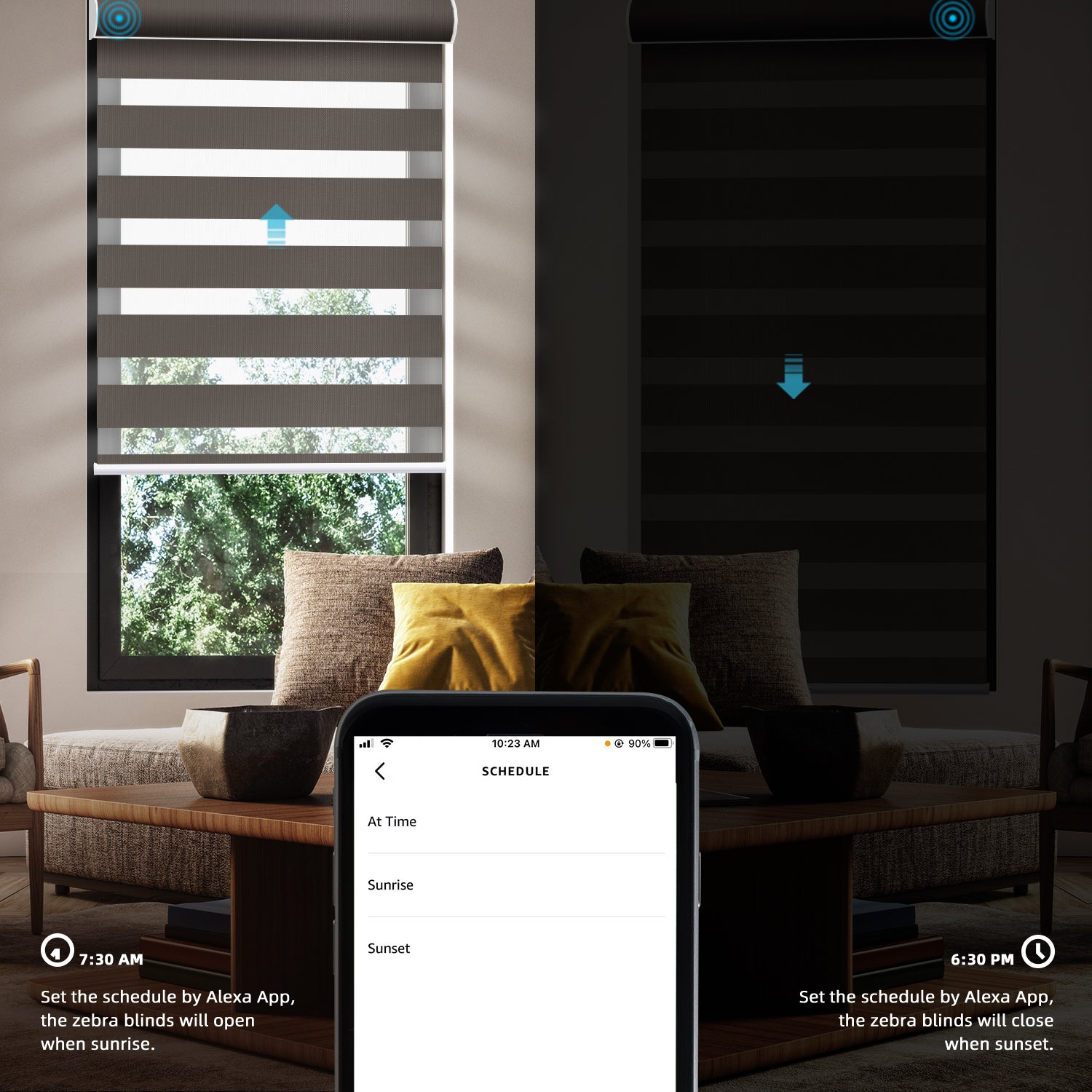 Zebra Shade Blinds | Motorized 100% Blackout 95mm Chloris - SmartWings