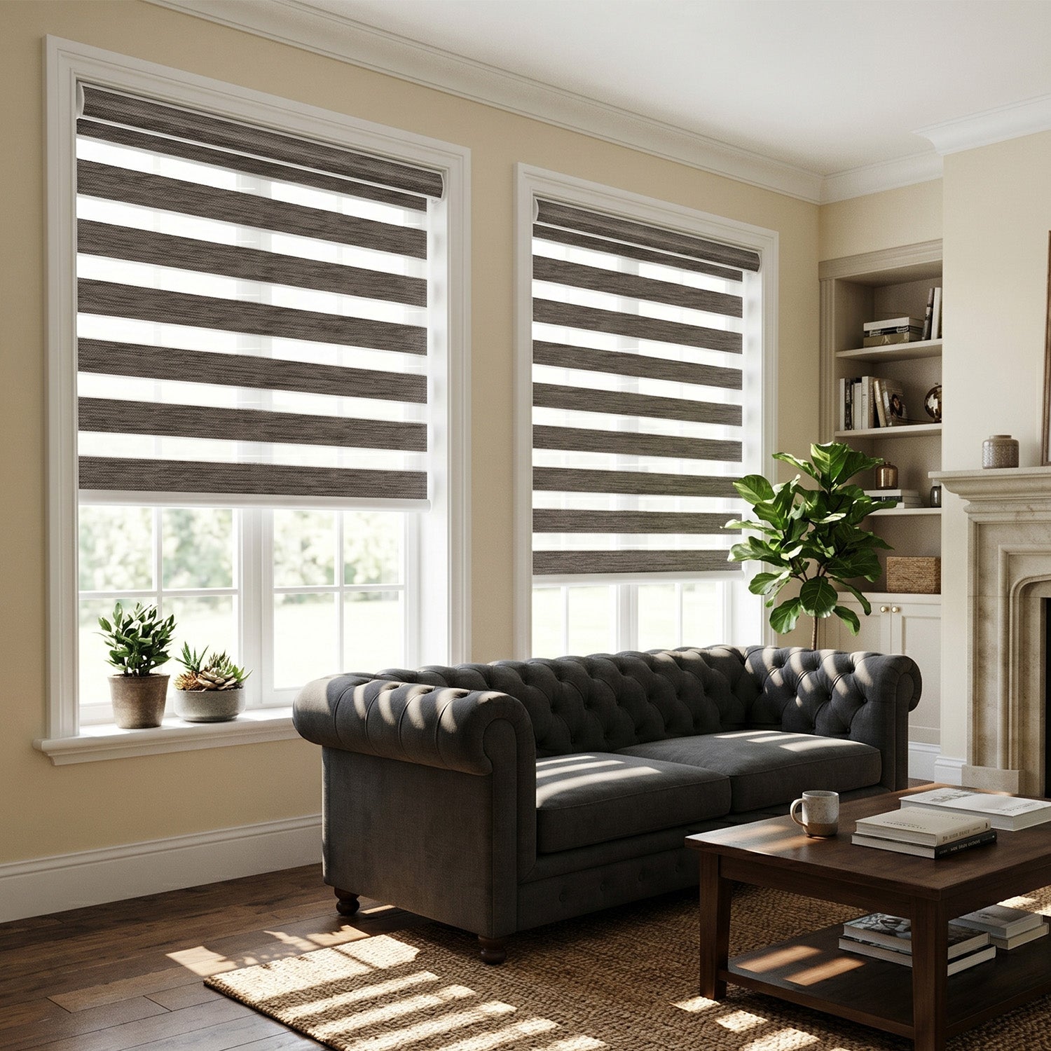 SmartWings Motorized Zebra Shades 85% Blackout 95mm Ingrid