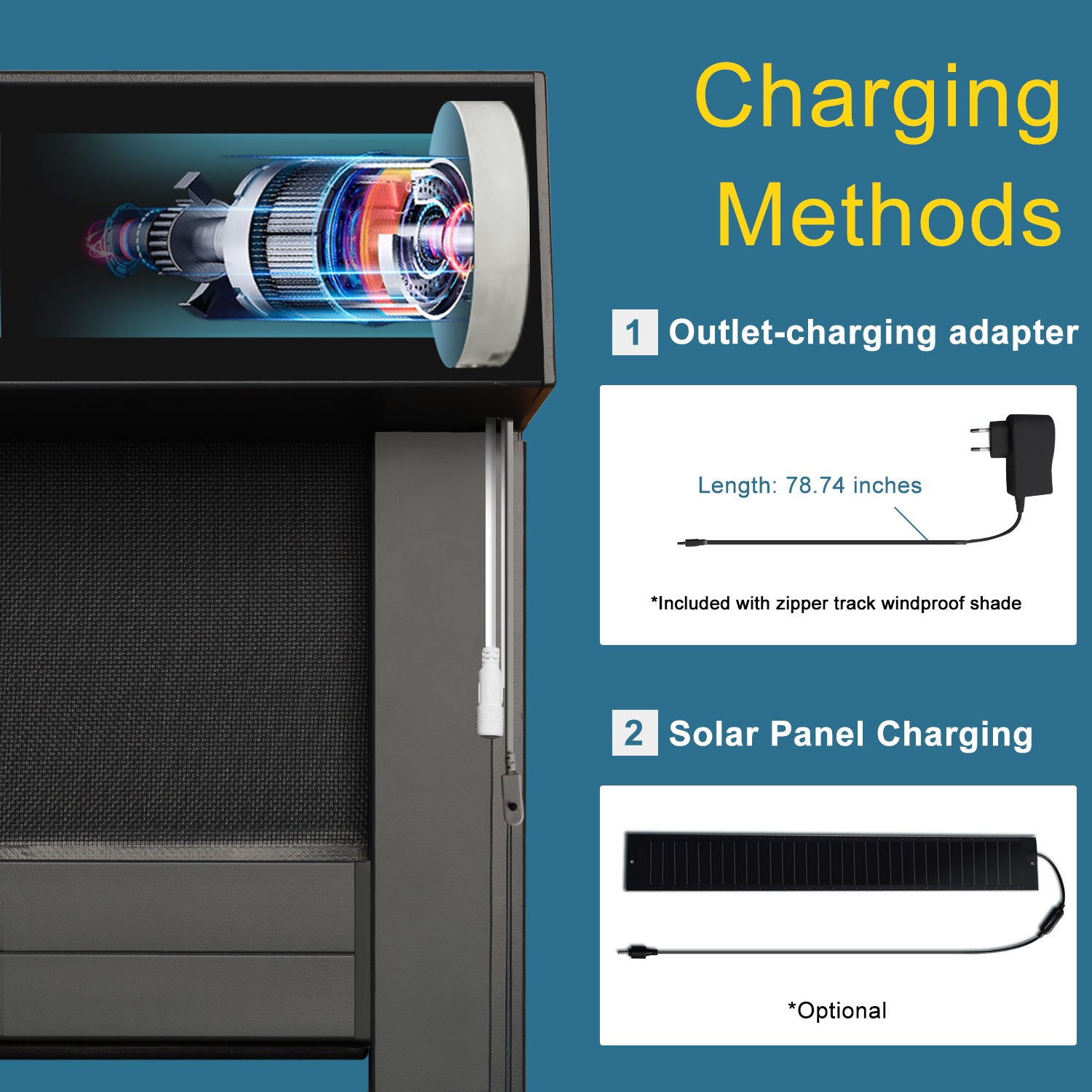 SmartWings Motorized Zipper Track Windproof Outdoor Shades