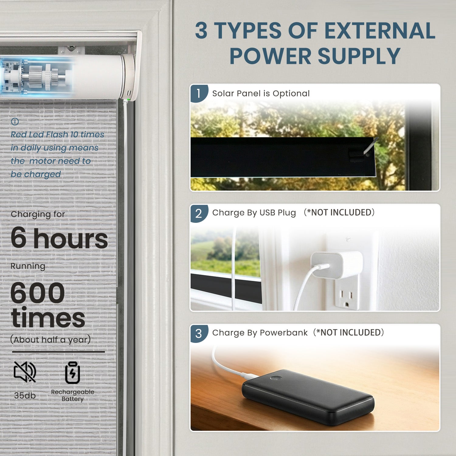 SmartWings Motorized Roller Shades 100% Blackout Safari