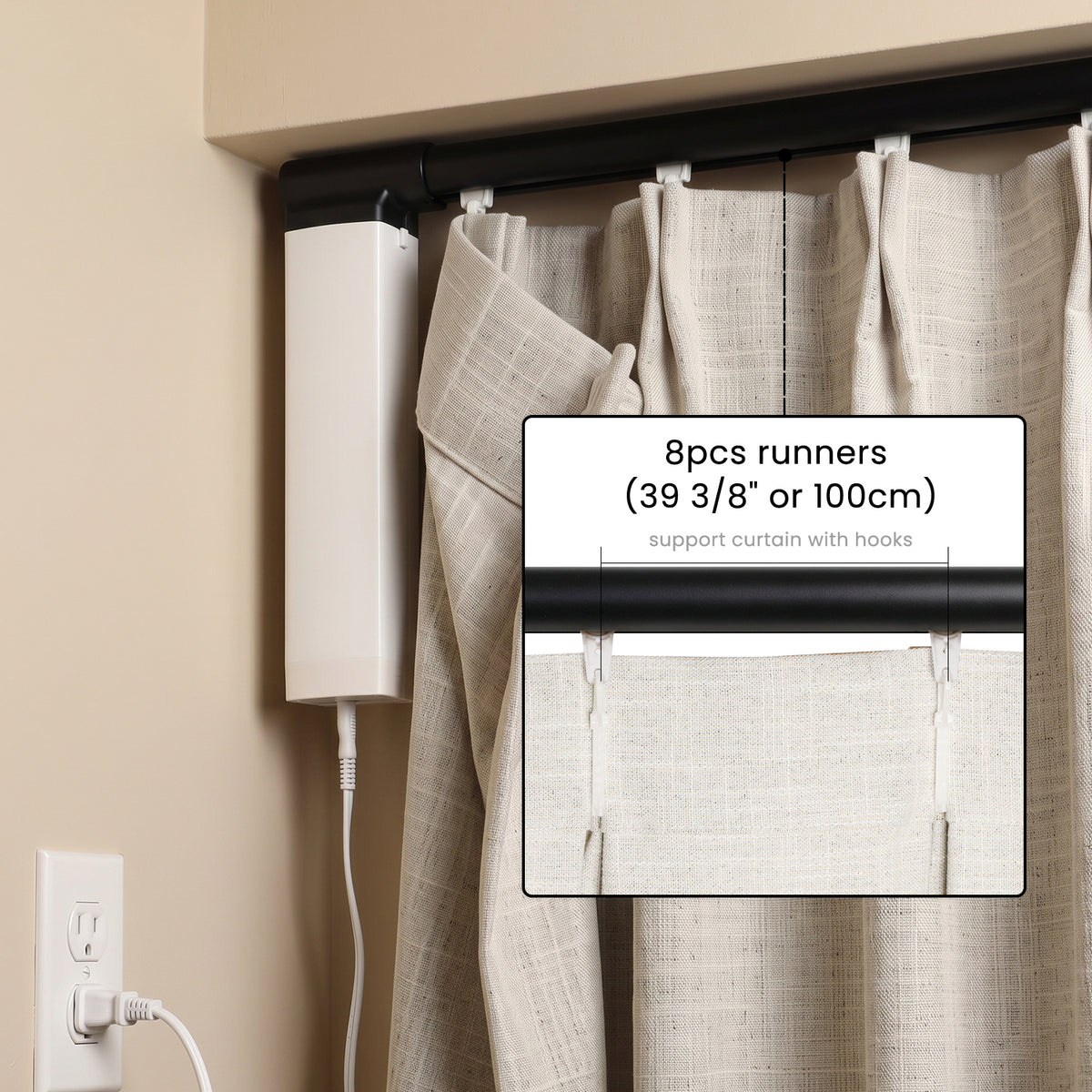SmartWings Motorized Drapery & Curtain 100% Blackout Peplos
