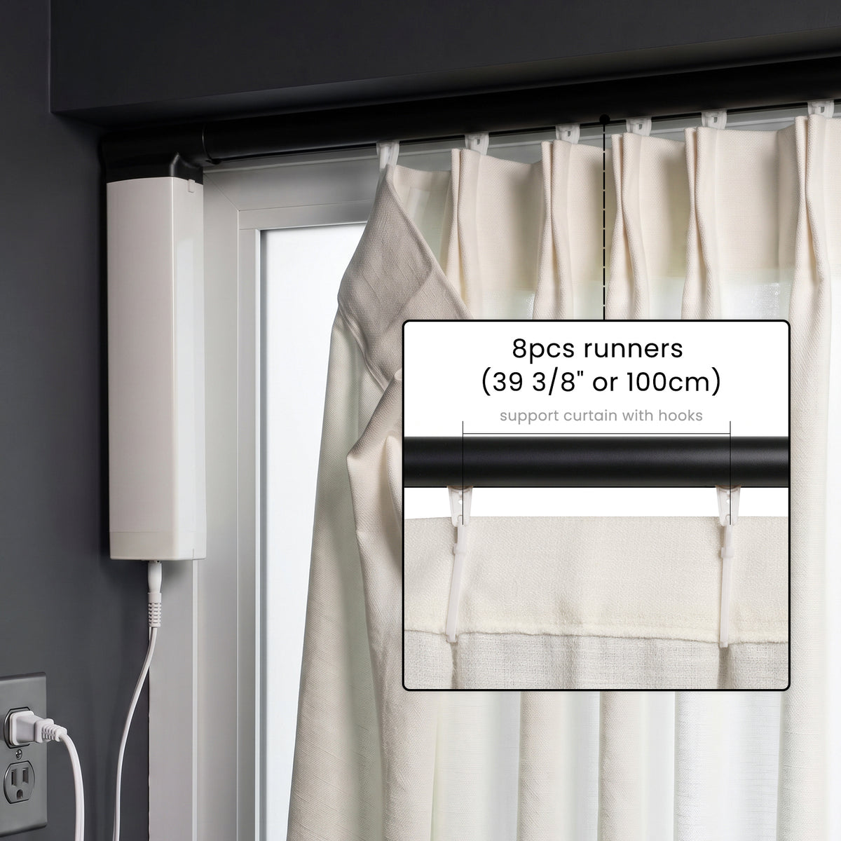 SmartWings Motorized Cotton Wool Drapery & Curtain Sheer Cynthia