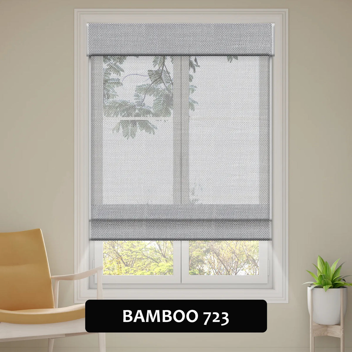 SmartWings Motorized Woven Wood Shades 50% Blackout See-through Orithyia