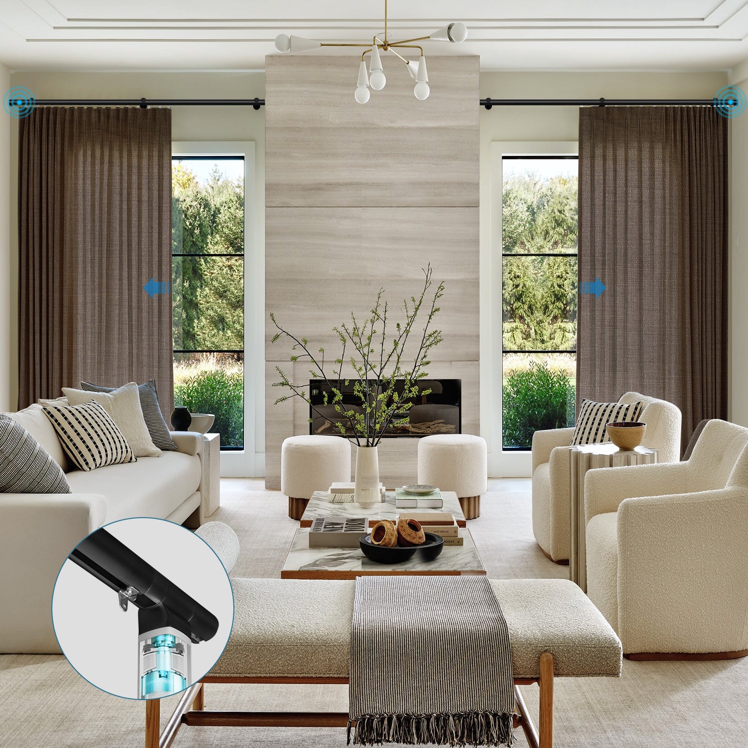 SmartWings Motorized Linen Curtain 50%/70%/100% Blackout Daphne