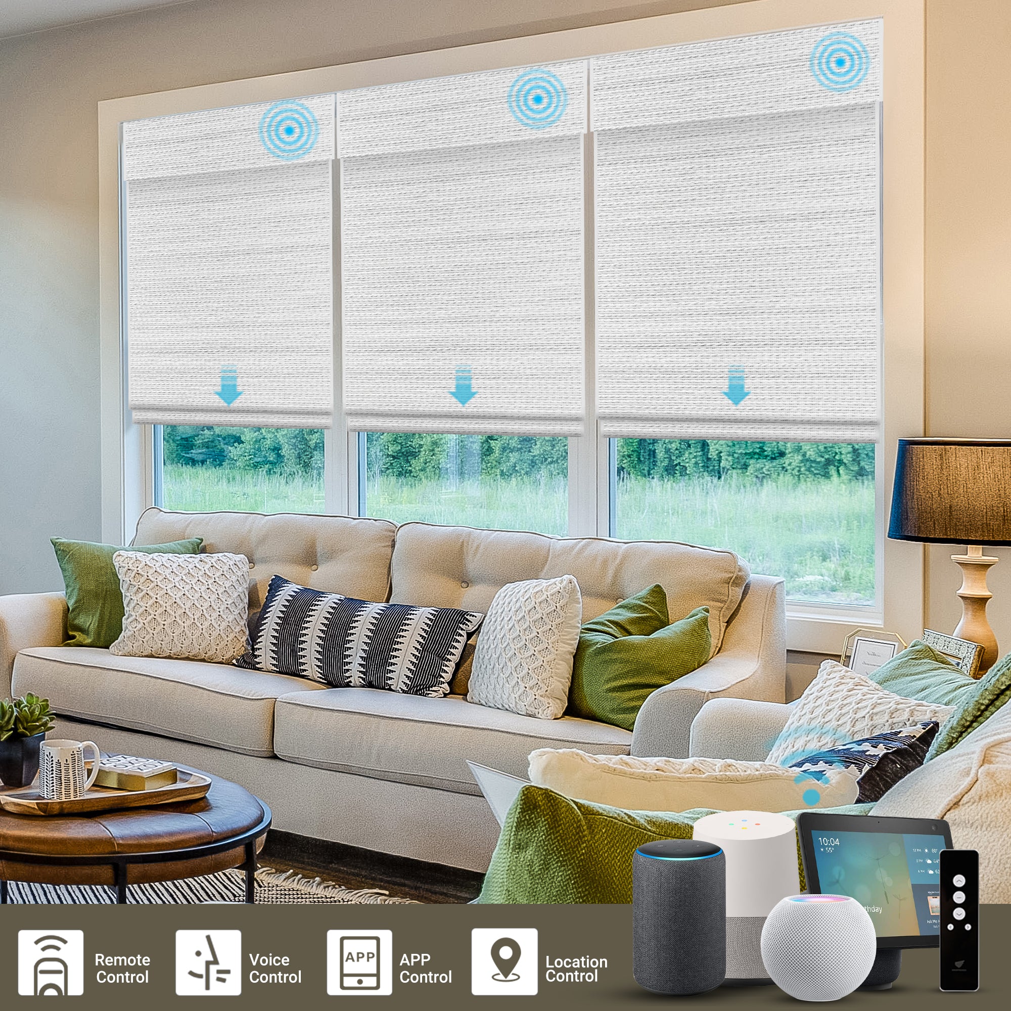 SmartWings Motorized Woven Wood Shades 50%/70%/100% Blackout Aphrodite