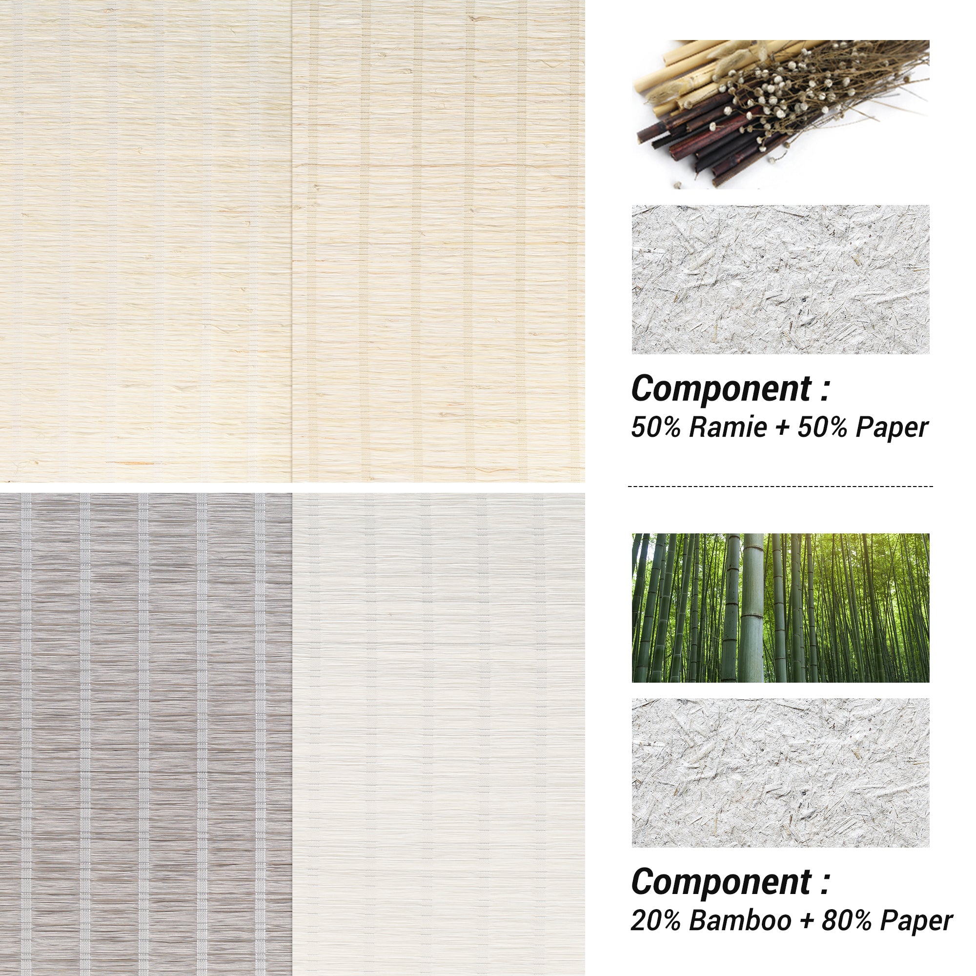 SmartWings Motorized Woven Wood Shades 50%/70%/100% Blackout Persephone