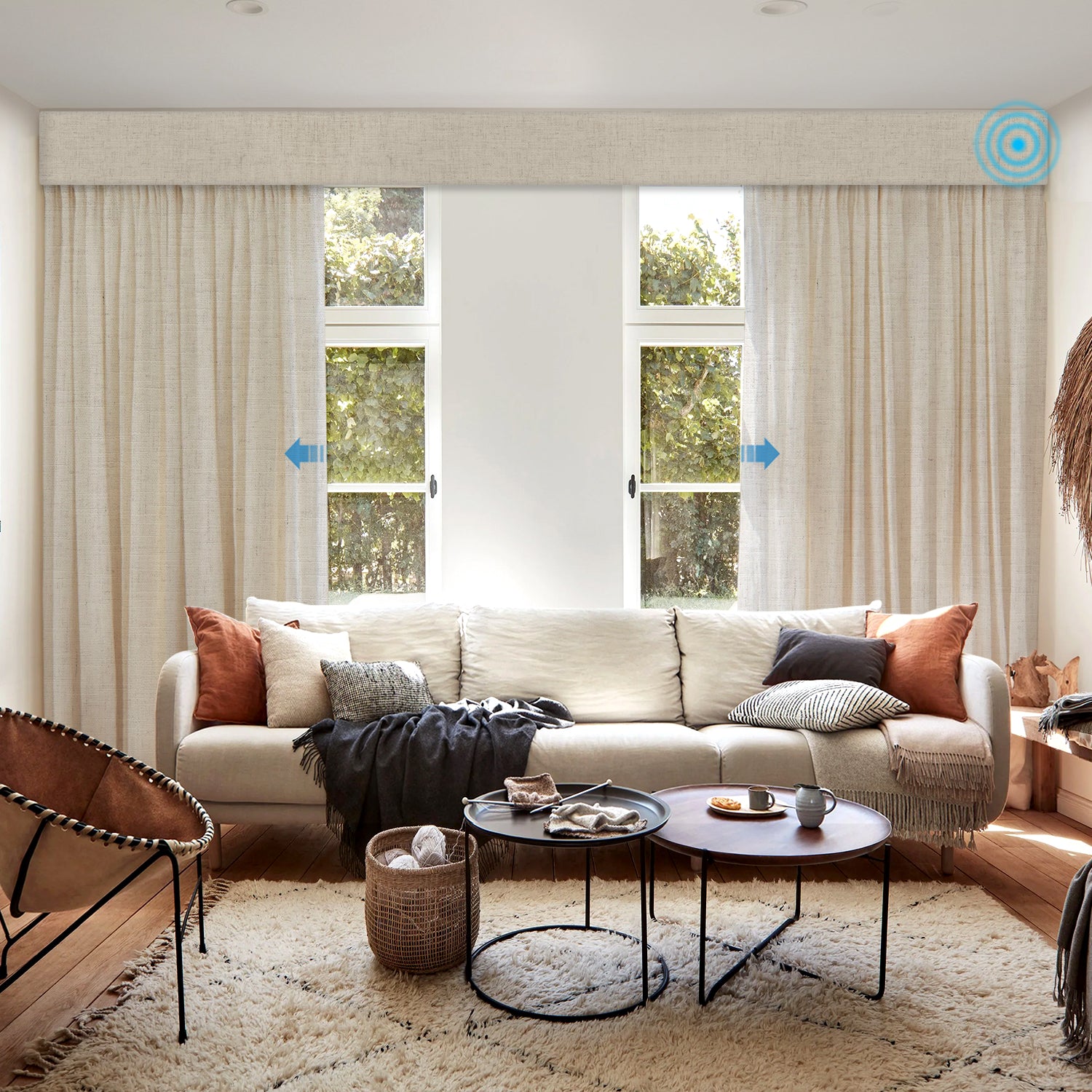 SmartWings Motorized Linen Drapery 50%/70%/100% Blackout Daphne