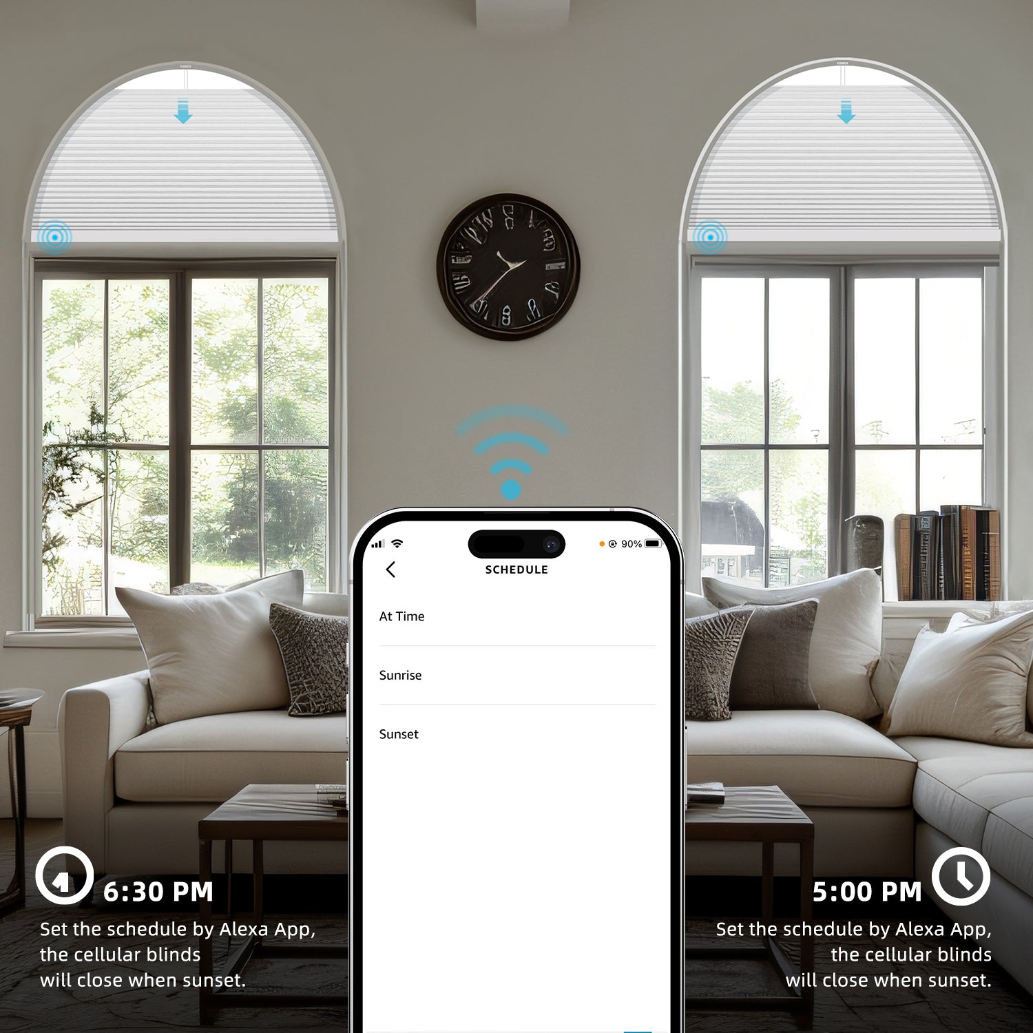 SmartWings Motorized Light Filtering Arched Cellular Shades Nowa