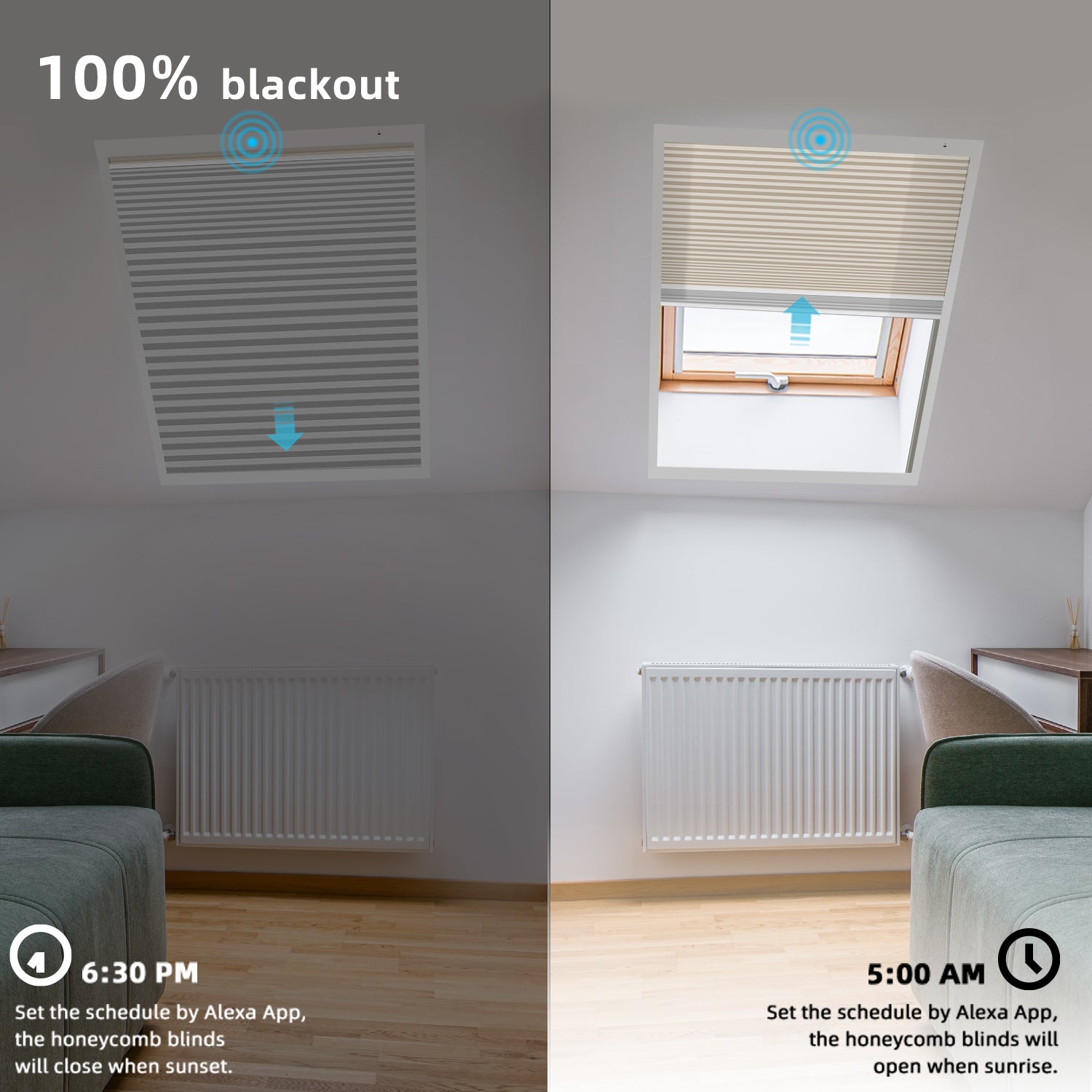 SmartWings Motorized Premium Day/Night Skylight Cellular Shades Hazel