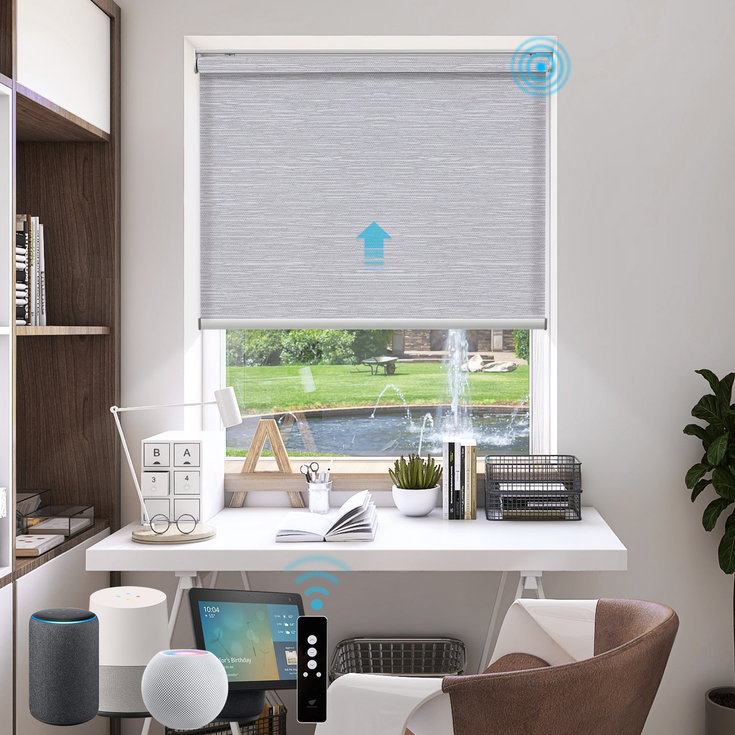 SmartWings Motorized Roller Shades Linen 70% Blackout Light Filtering
