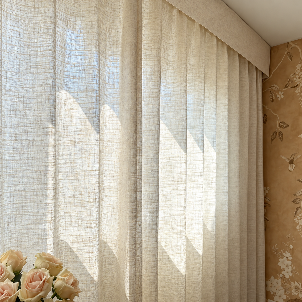 SmartWings Motorized Linen Drapery 50%/70%/100% Blackout Daphne