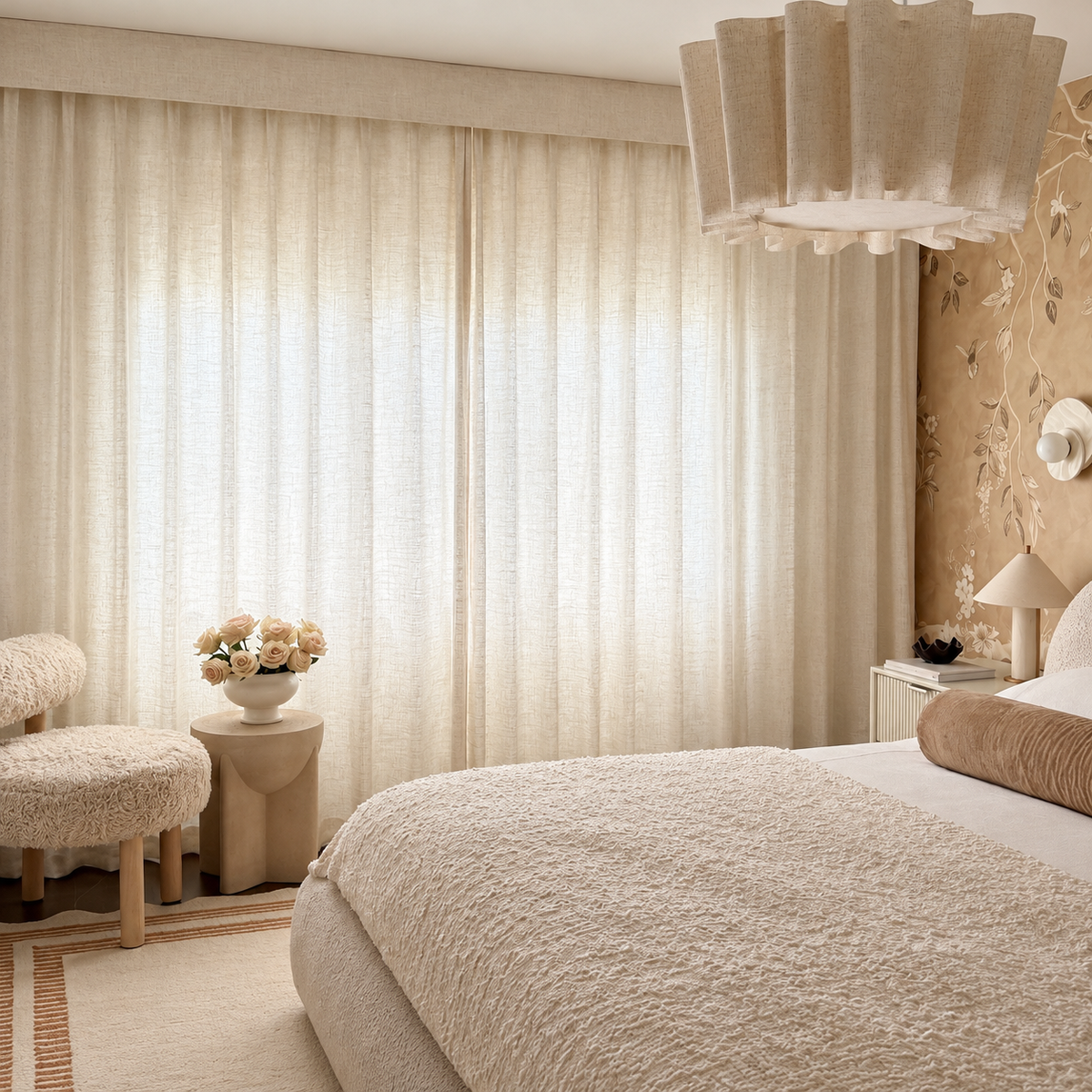 SmartWings Motorized Linen Drapery 50%/70%/100% Blackout Daphne