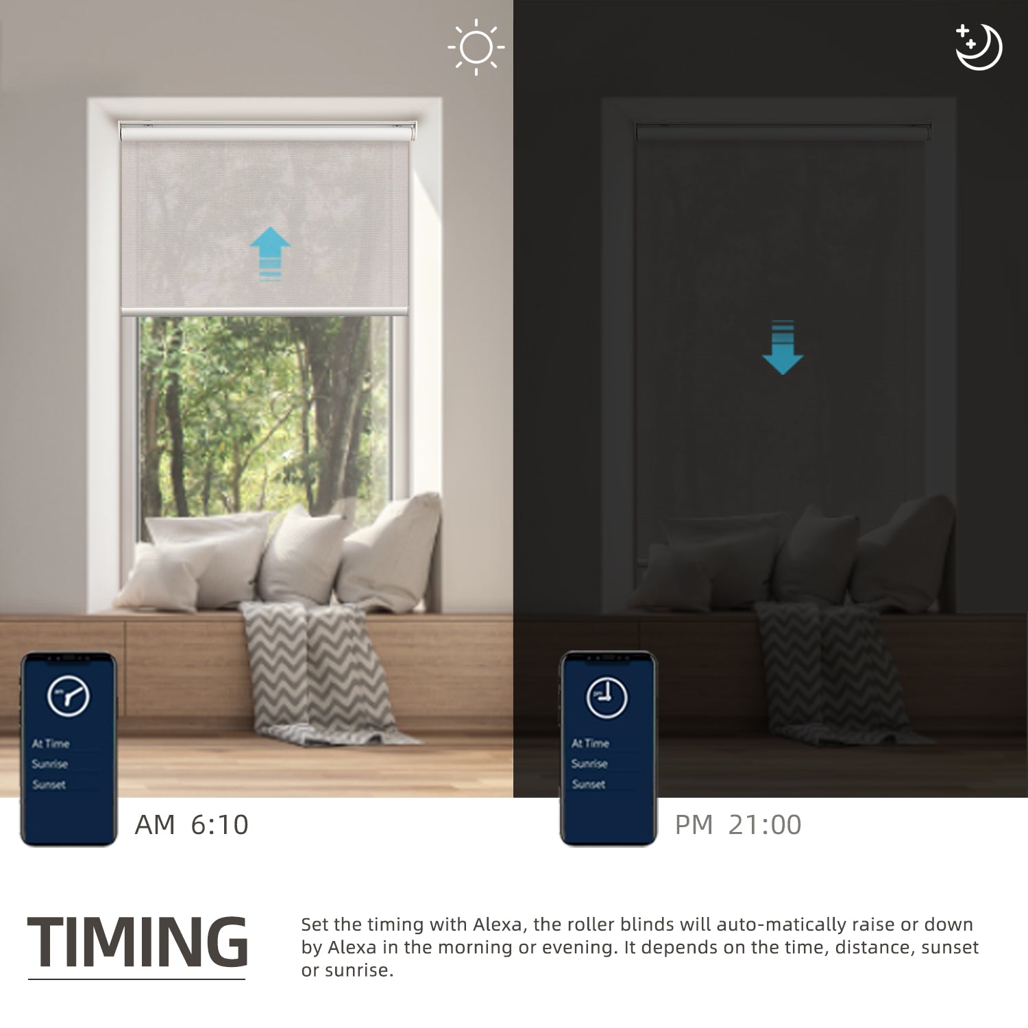 SmartWings Hardwired Motorized Light Filtering Roller Shades 70% Blackout Safari