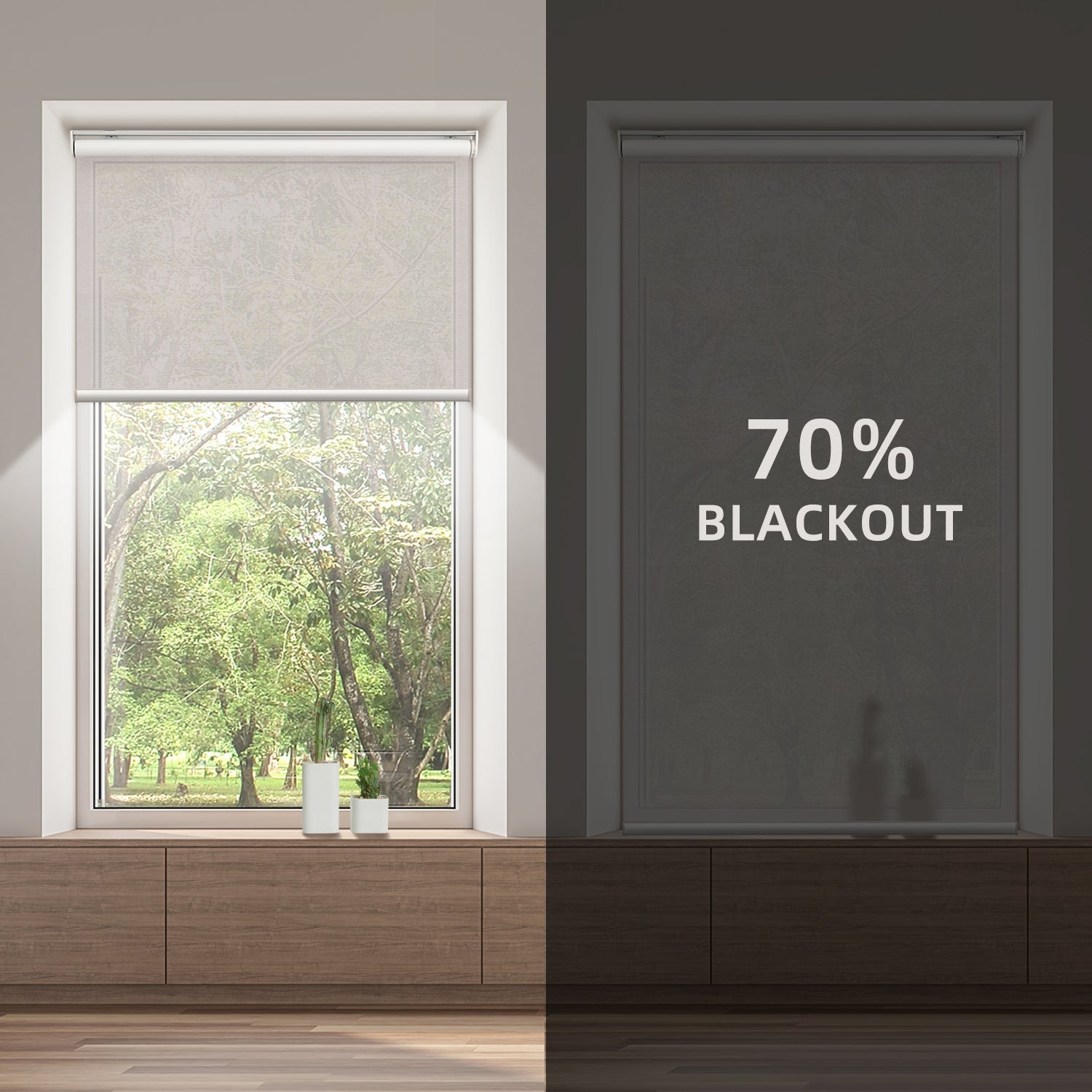 SmartWings Hardwired Motorized Light Filtering Roller Shades 70% Black