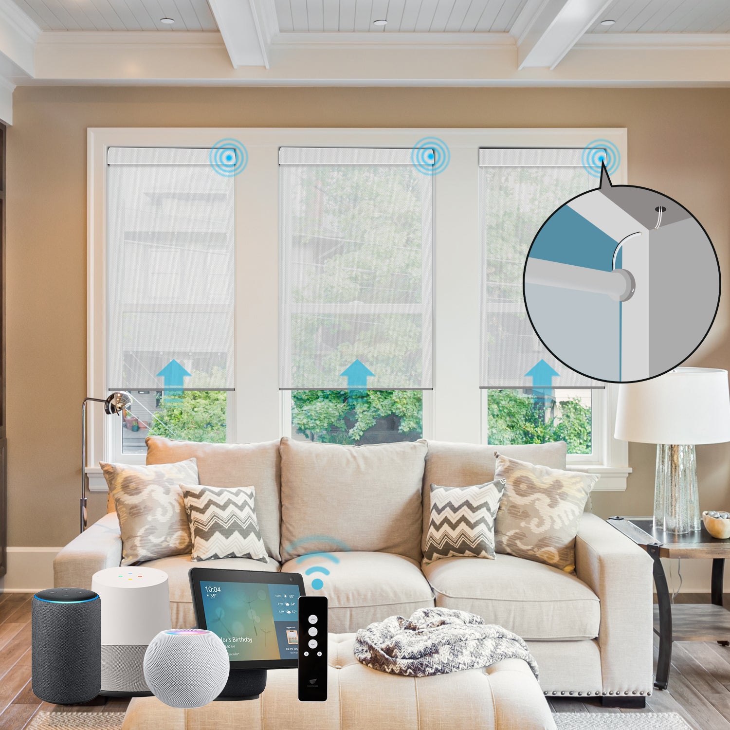 SmartWings Hardwired Motorized Light Filtering Solar Shades 1%/3%/5% Openness Aventus