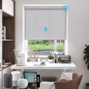 SmartWings Motorized Light Filtering Roller Shades 70% Blackout Safari