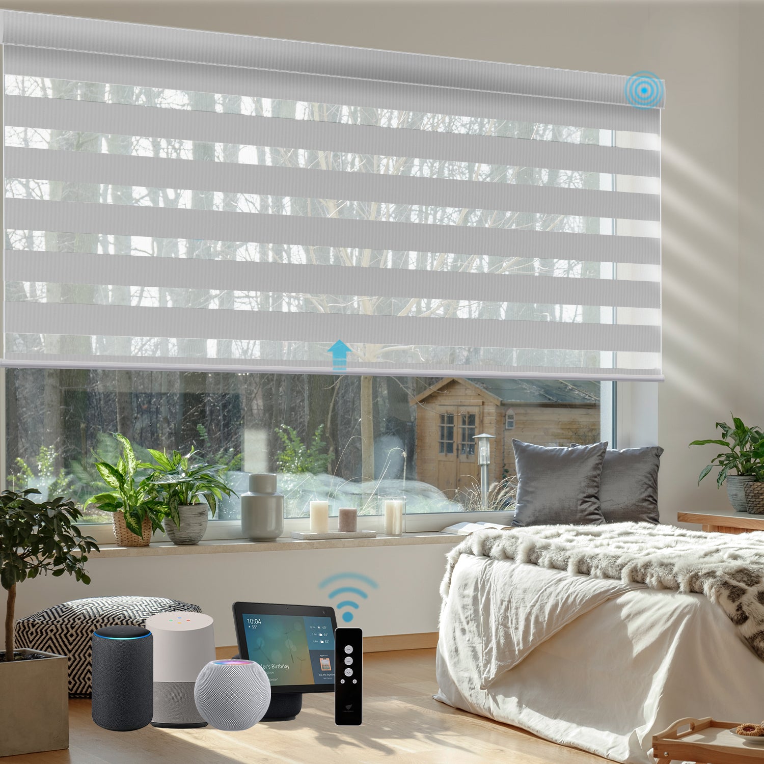 SmartWings Motorized Zebra Shades 100% Blackout 95mm Chloris