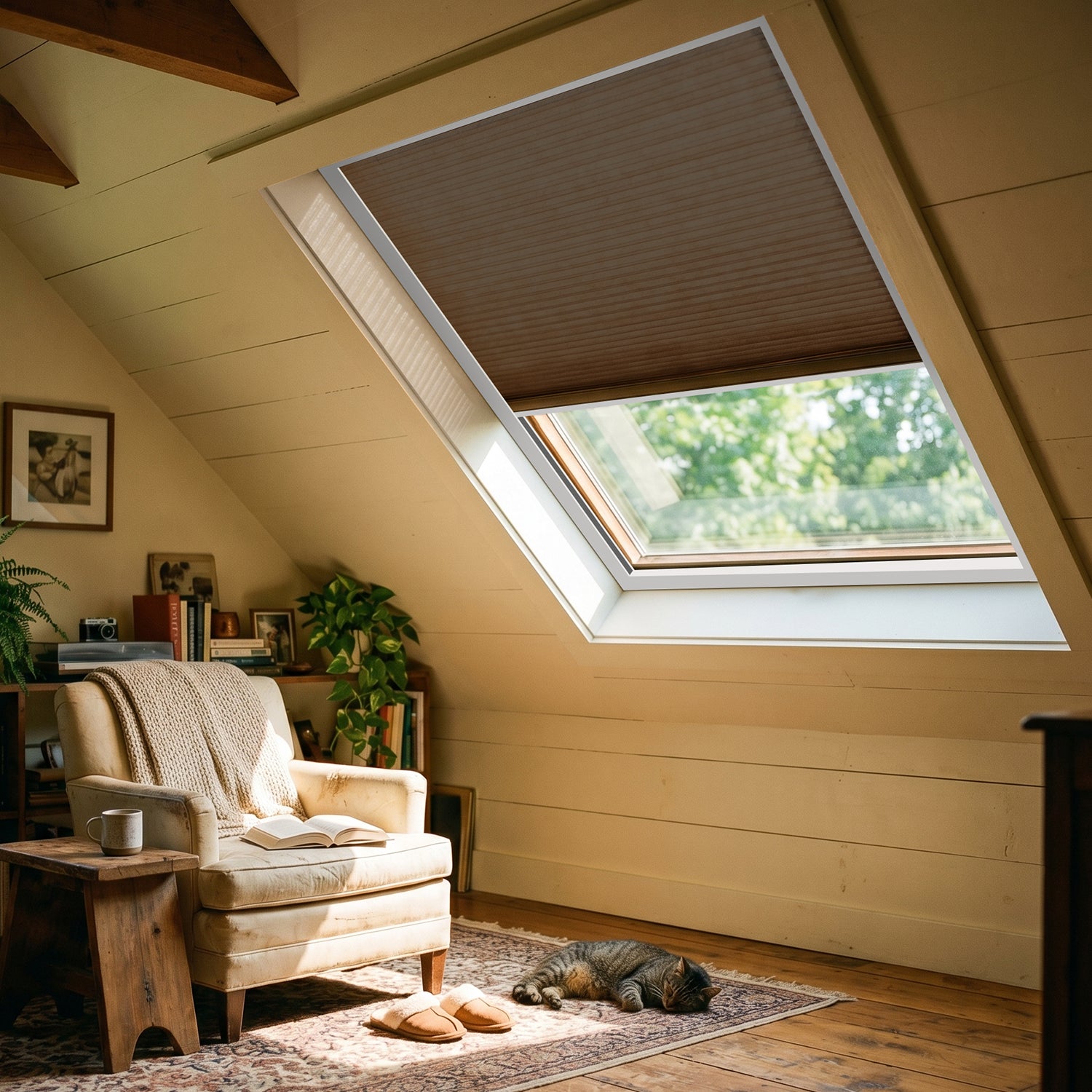 SmartWings Motorized Premium Skylight Cellular Shades Hazel