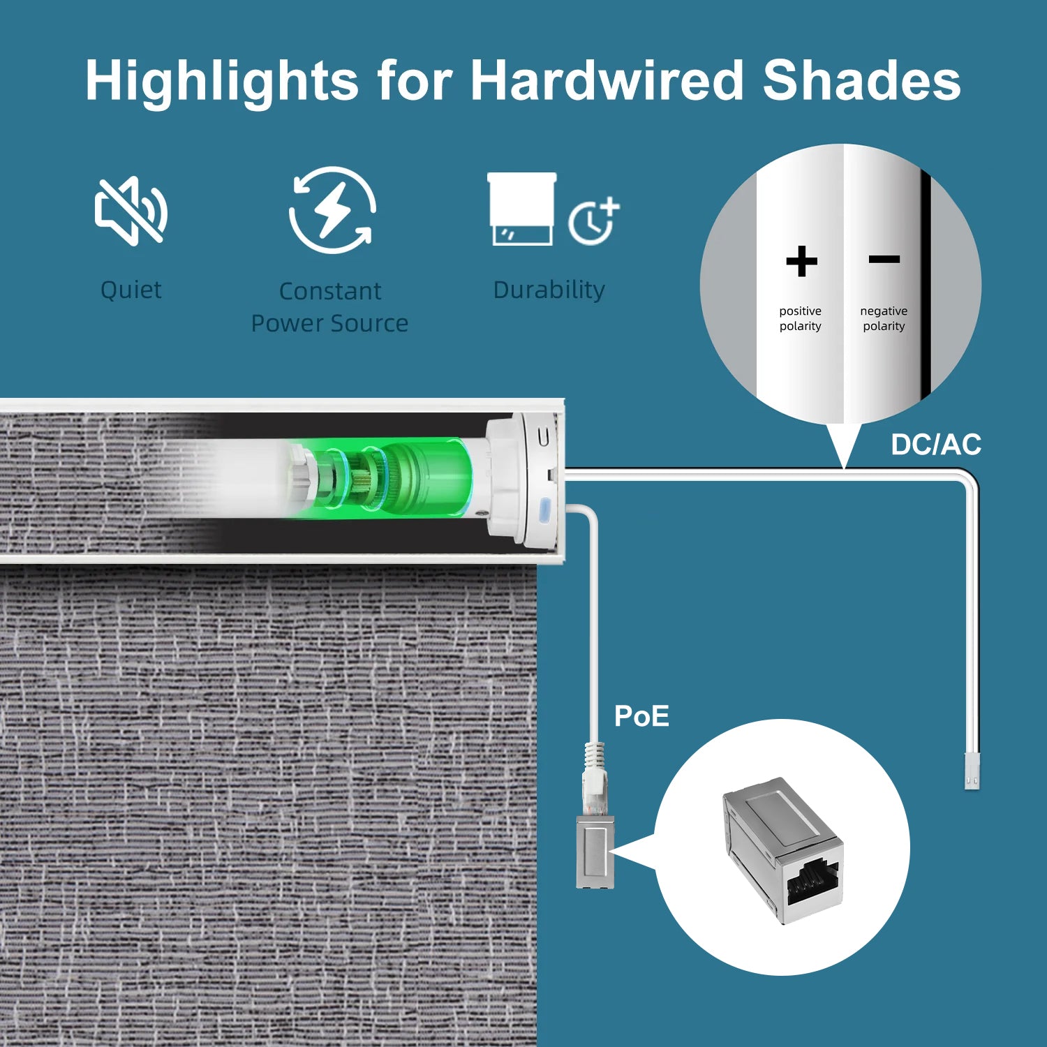 SmartWings Hardwired Motorized Roller Shades 100% Blackout Safari