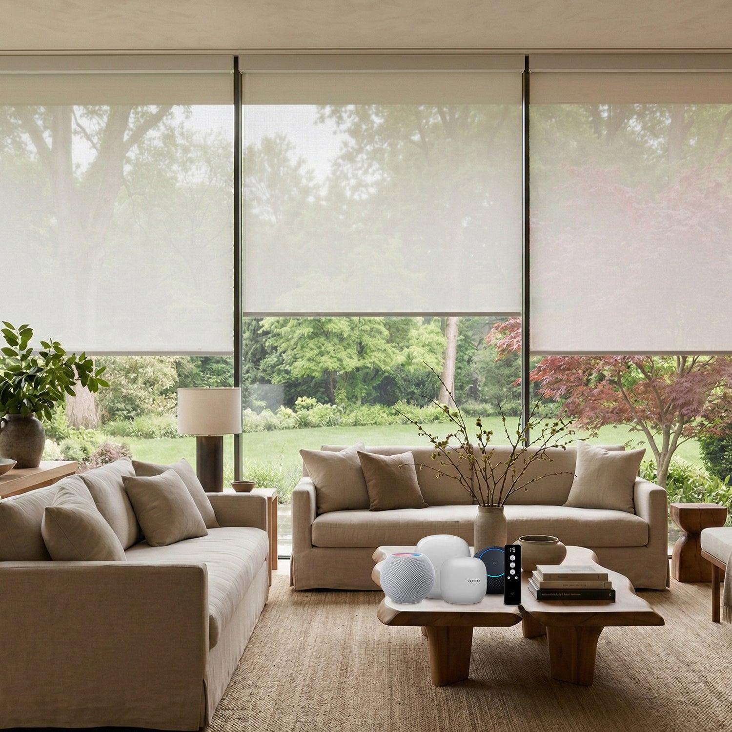 SmartWings Motorized Light Filtering Roller Shades 50% Blackout PVC Free Sunscreen